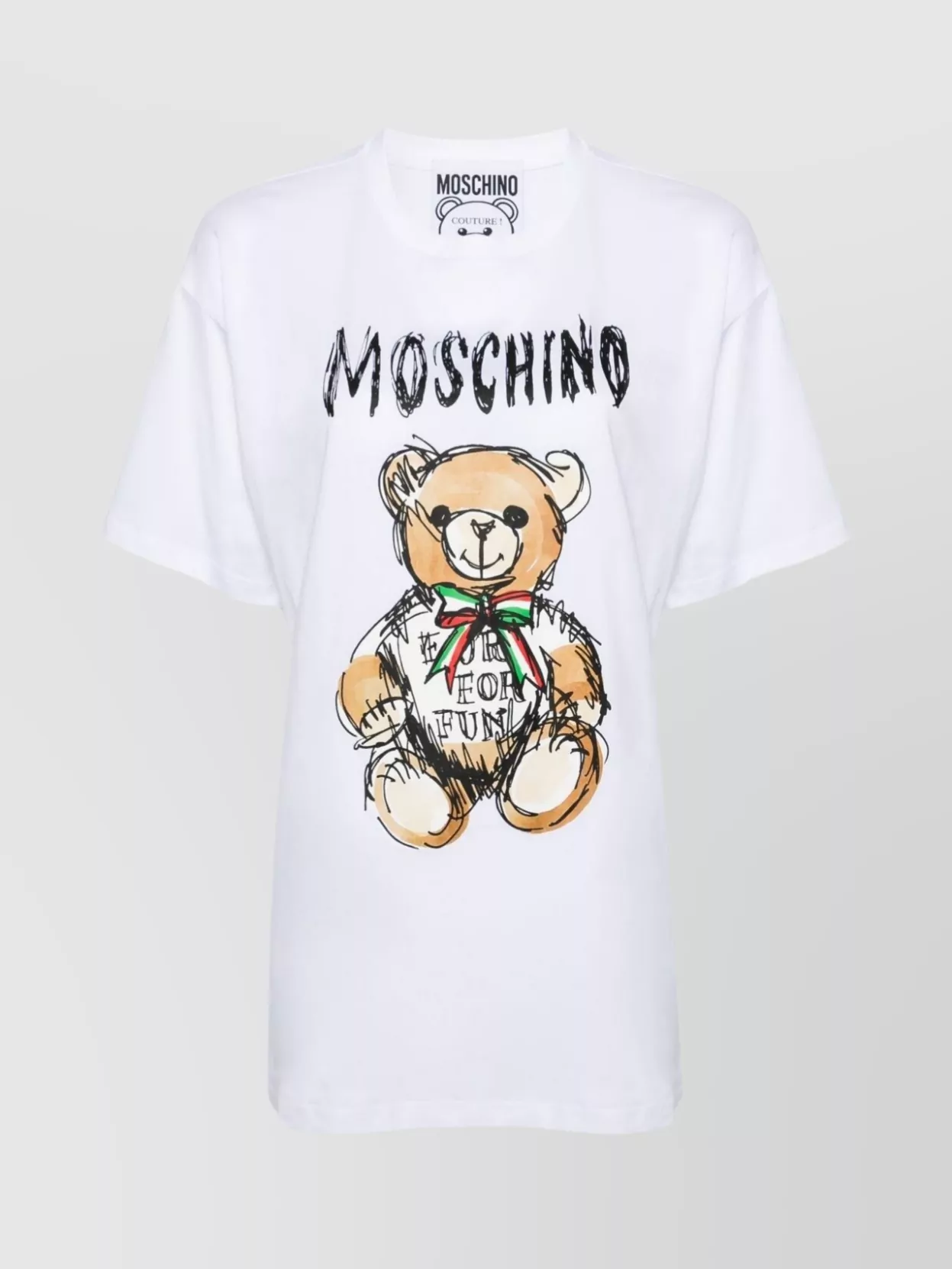 Shop Moschino Crew Neck Teddy Bear Graphic Print Top