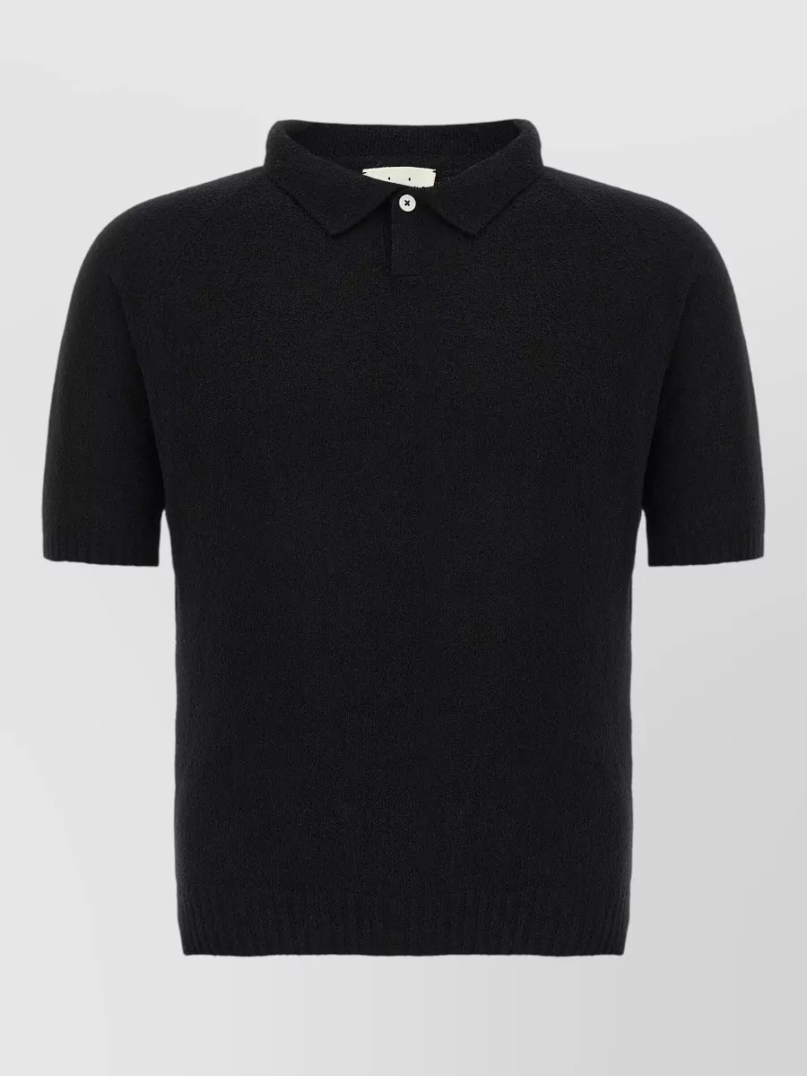 Ma'ry'ya bouclé cotton short-sleeve polo shirt
