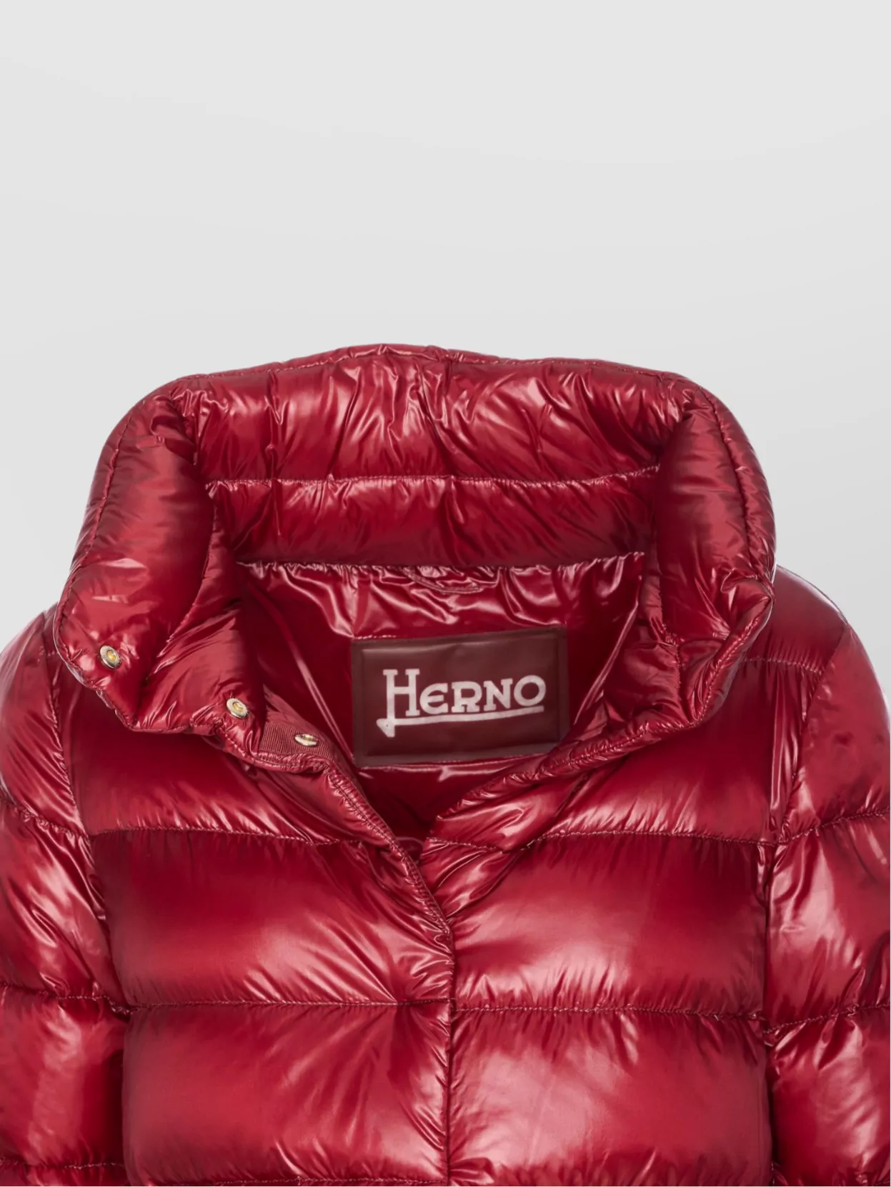Herno Quilted High Neck Jacket With Lateral Split In Red