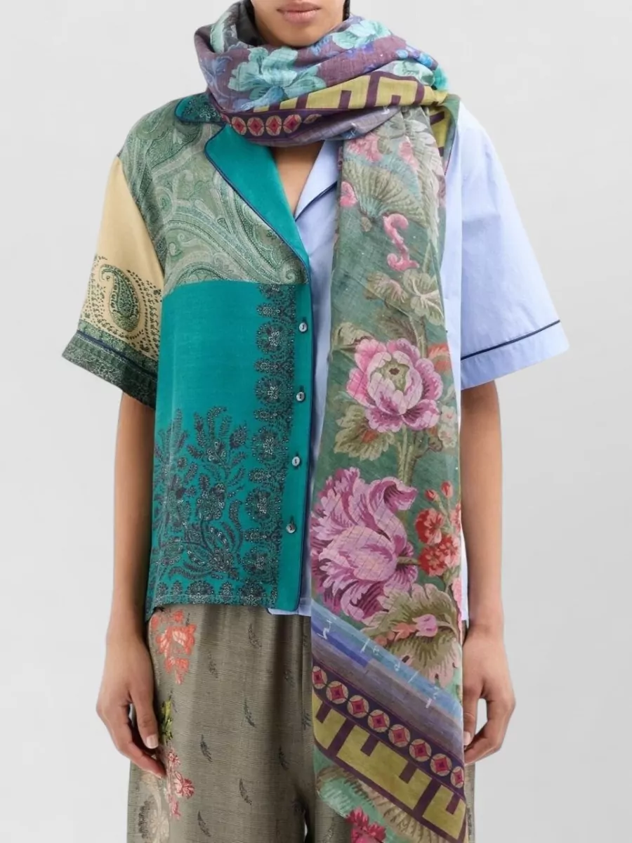 Pierre Louise Mascia Floral Print Silk Scarf