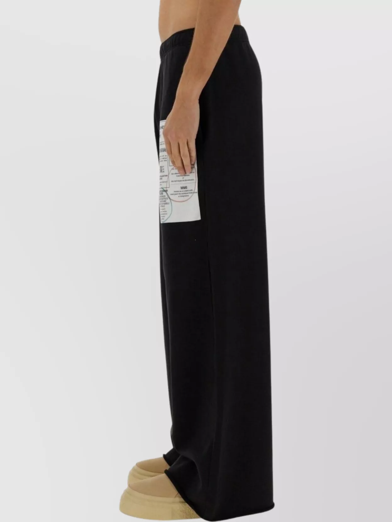 Mm6 Maison Margiela Wide Leg Cotton Jersey Pants With Patch Detail