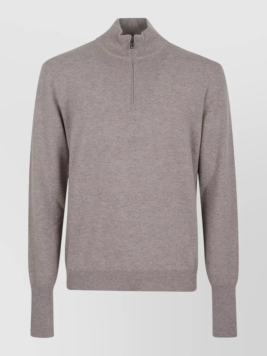 Ballantyne cashmere ribbed half-zip high-neck jumper