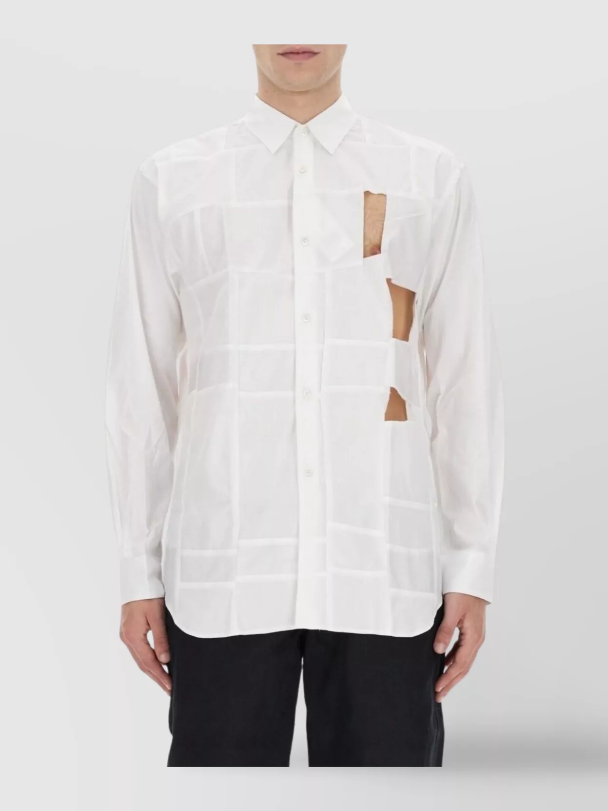 Comme Des Garçons Shirt With Button-Down Collar And Cut-Out Design