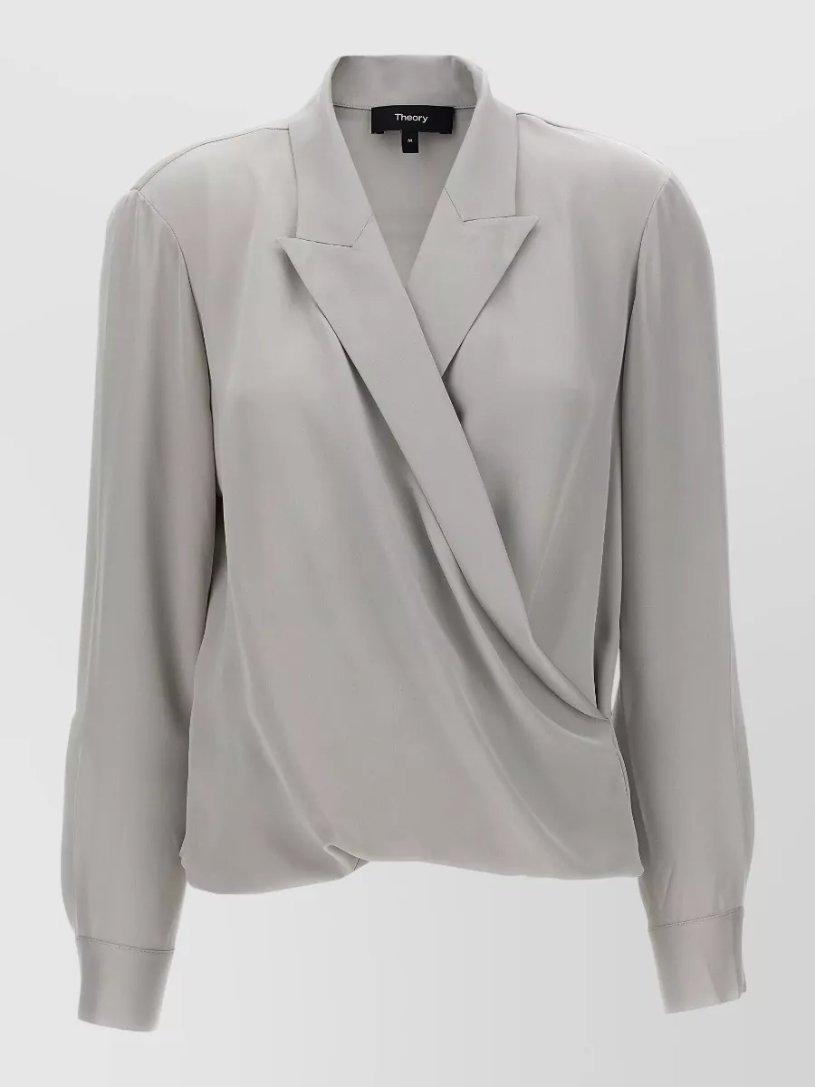 Theory Silk Wrap V-neck Blouse