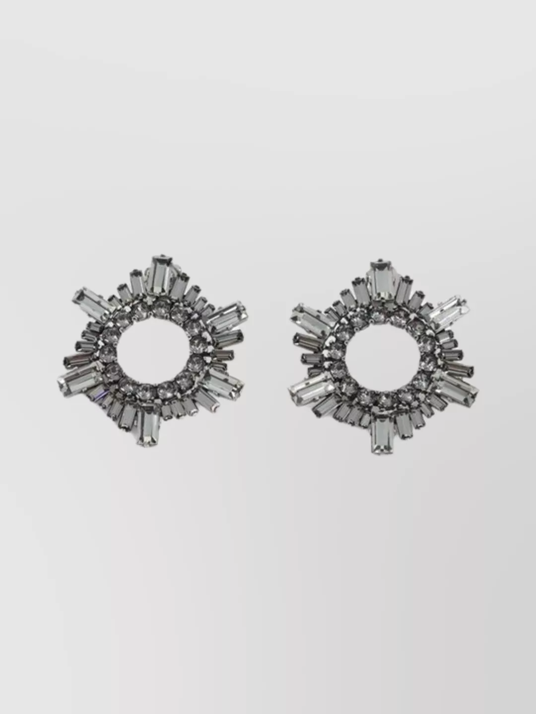 Amina Muaddi Mini Gemstone Embellished Hoop Earrings In Metallic