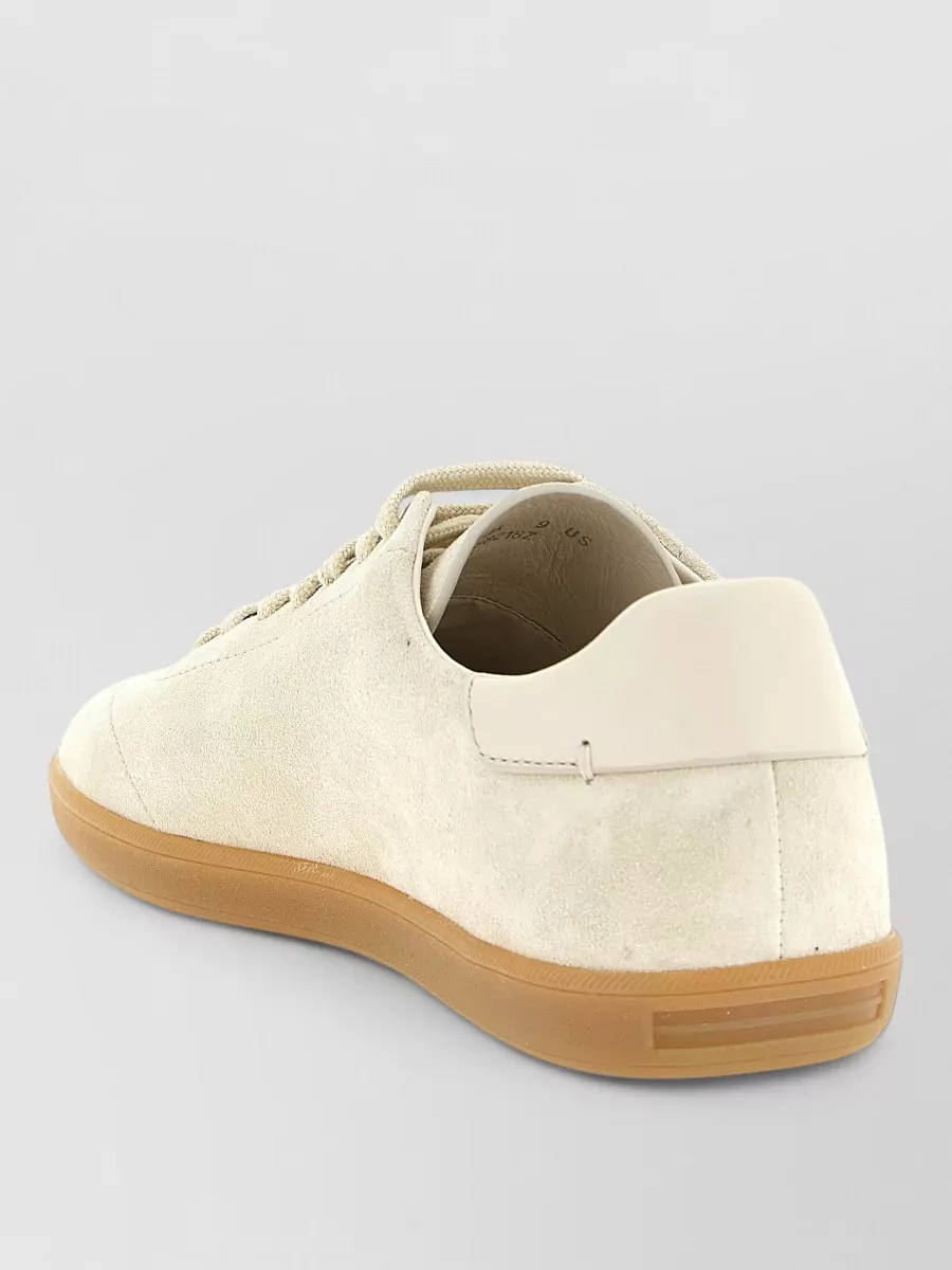 Zegna 232 Low Top Suede Sneakers Rubber Sole In Neutral