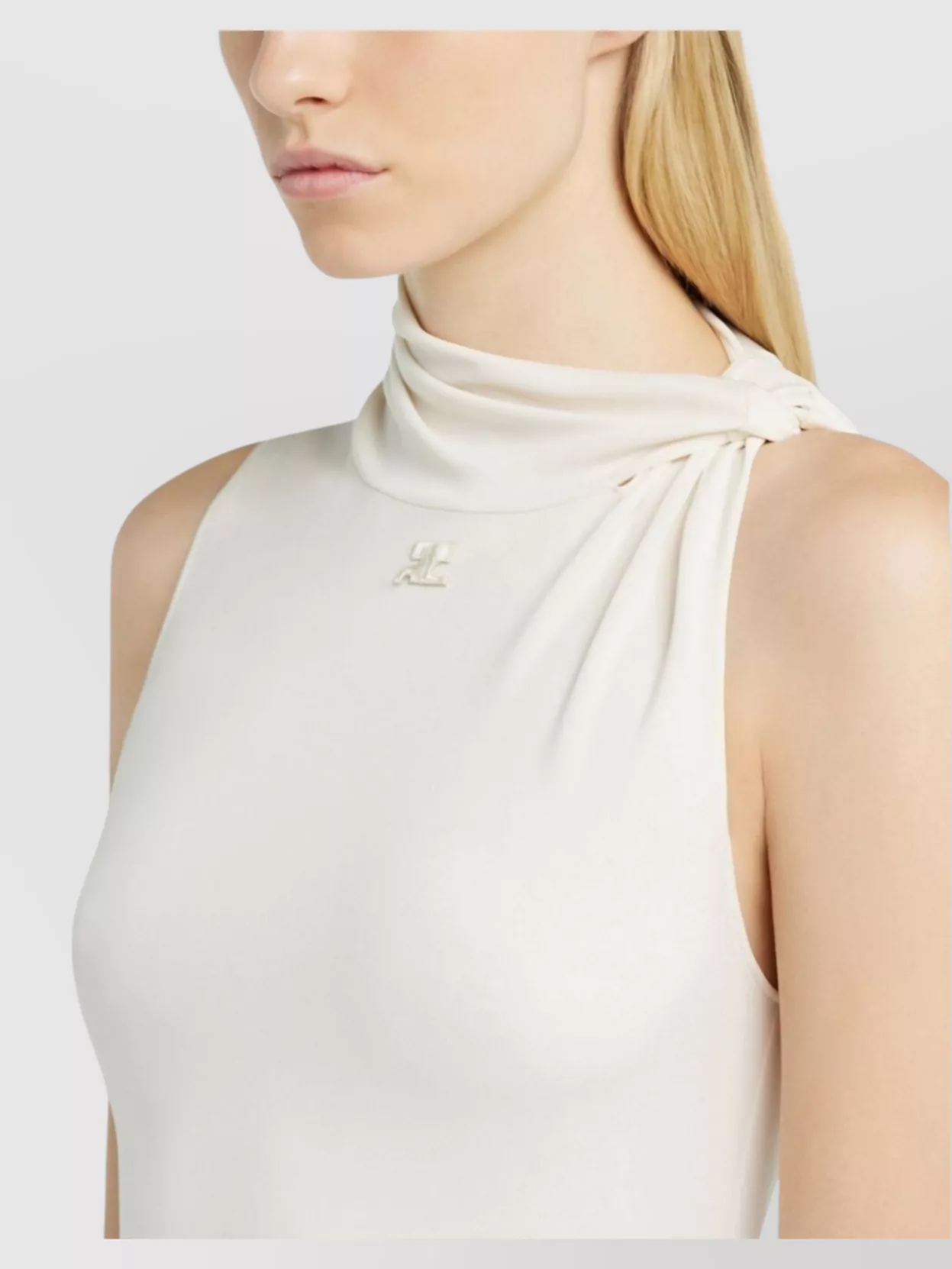 Courrèges Draped Twist Knee-Length Dress