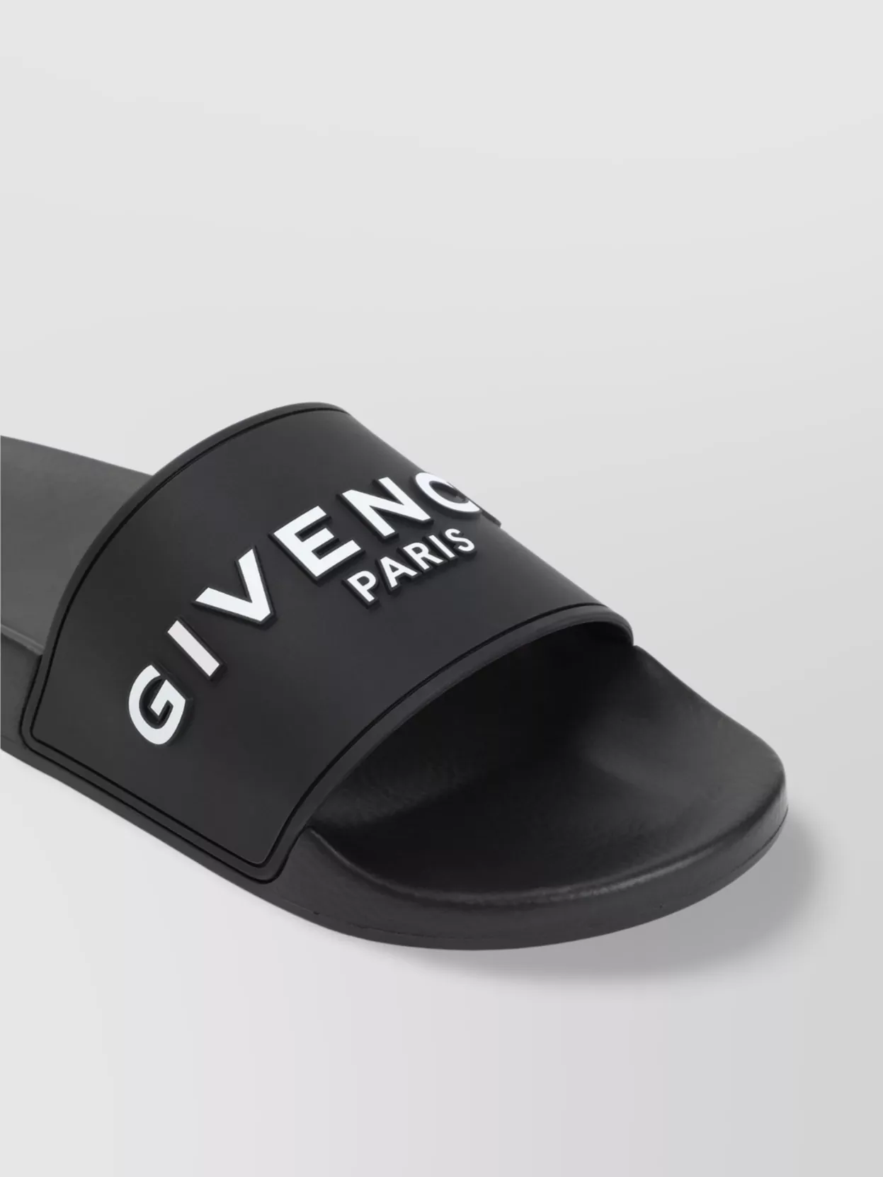 Givenchy Black Flat Slides With Logo In Polyurethane Man