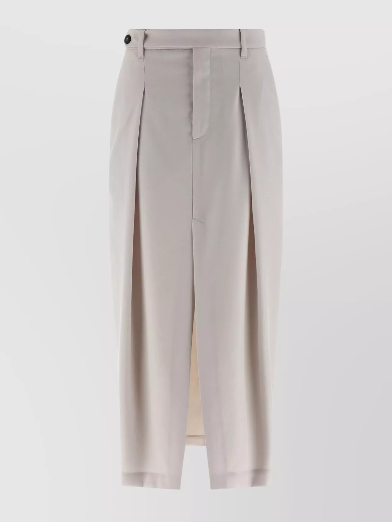 Brunello Cucinelli Curved Pleated Skirt Button Detail In Neutral
