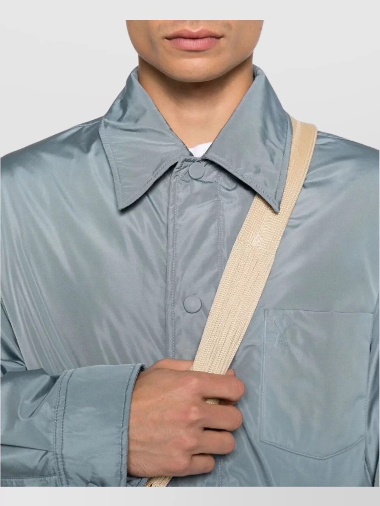 Ami Paris Lightweight Nylon Shirt Featuring Chest Pocket