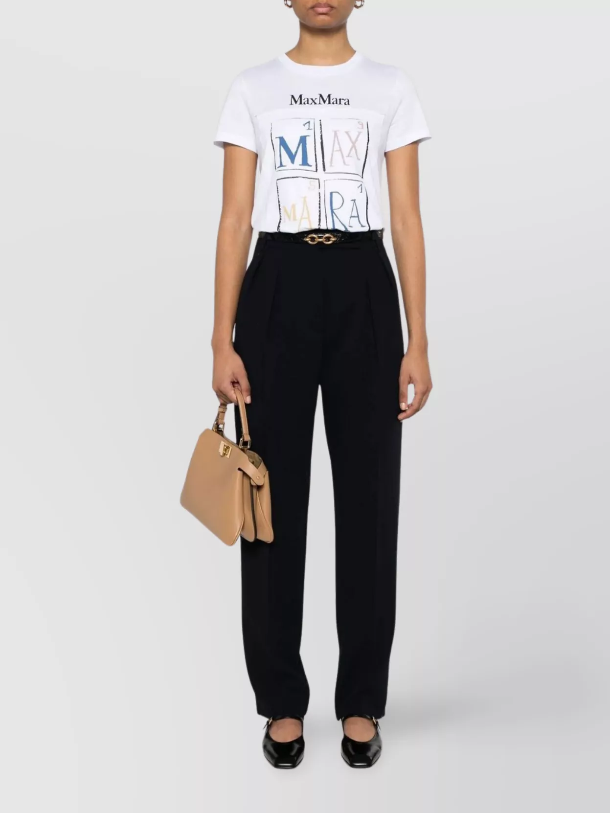 Max Mara Graphic Print Short Sleeve Top Collection In White
