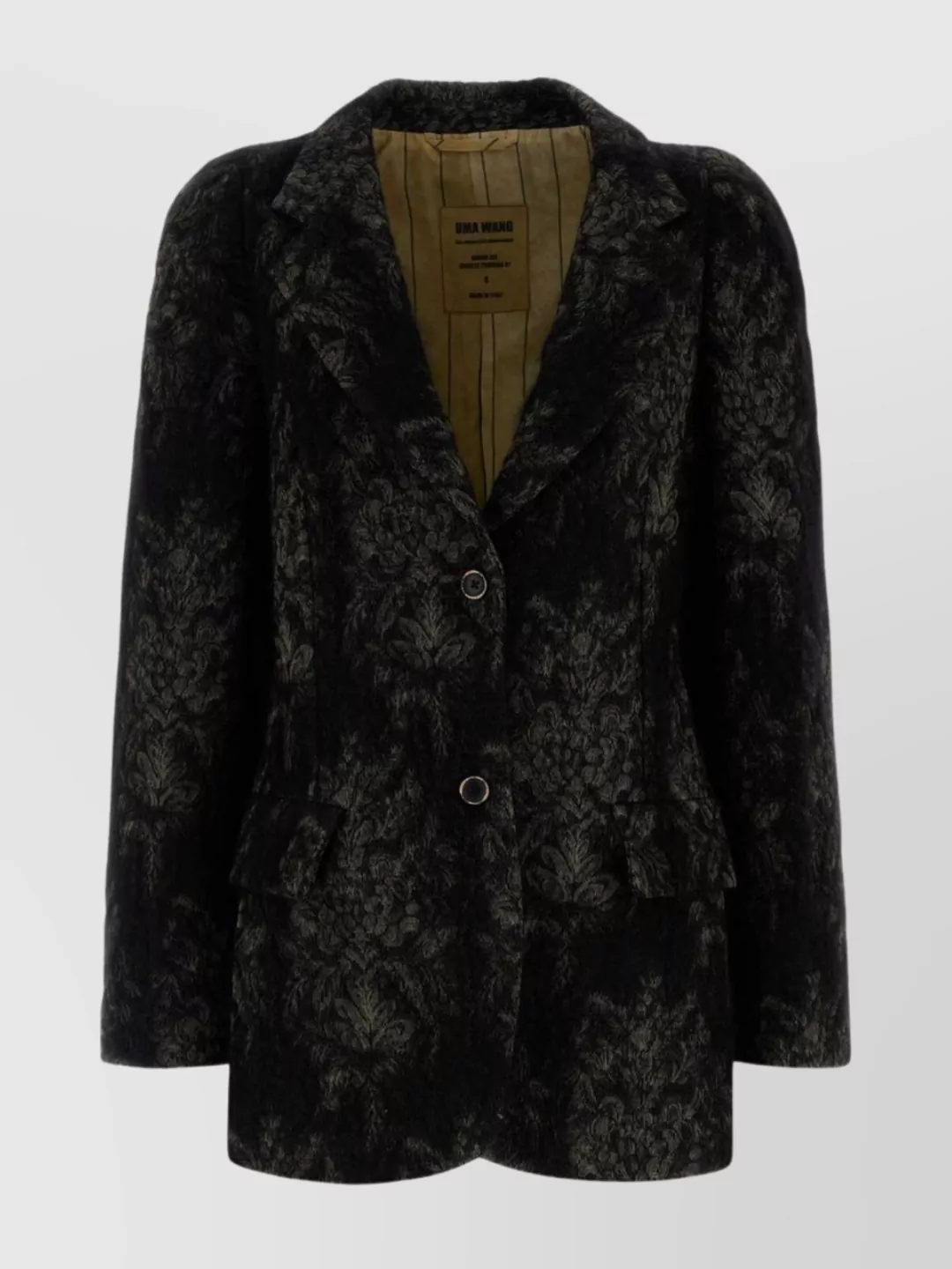 Uma Wang Kruno Blazer With Embroidered Angora Blend In Brown