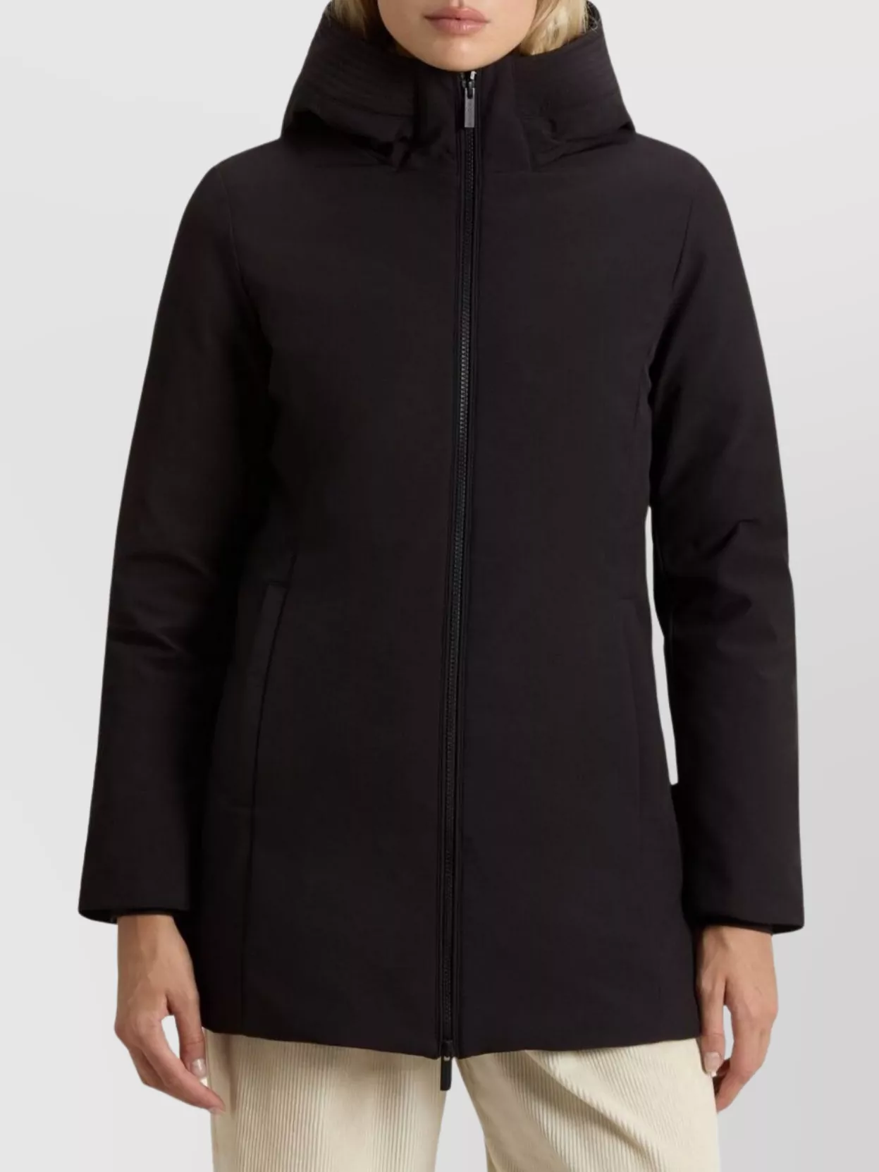 Woolrich Hooded Quilted Parka Side Pockets In Brown