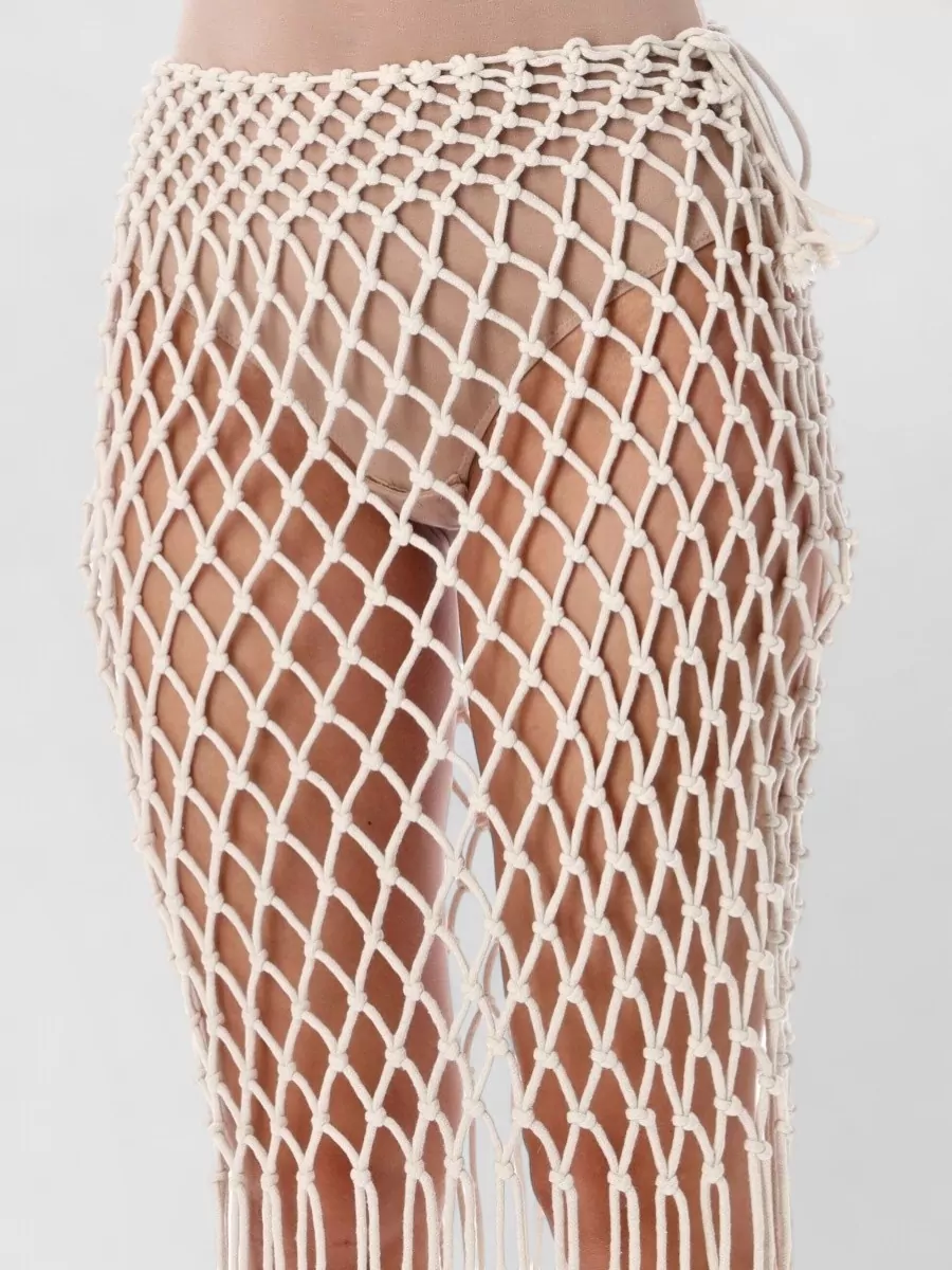 The Frankie Shop Cotton Macrame Midi Skirt
