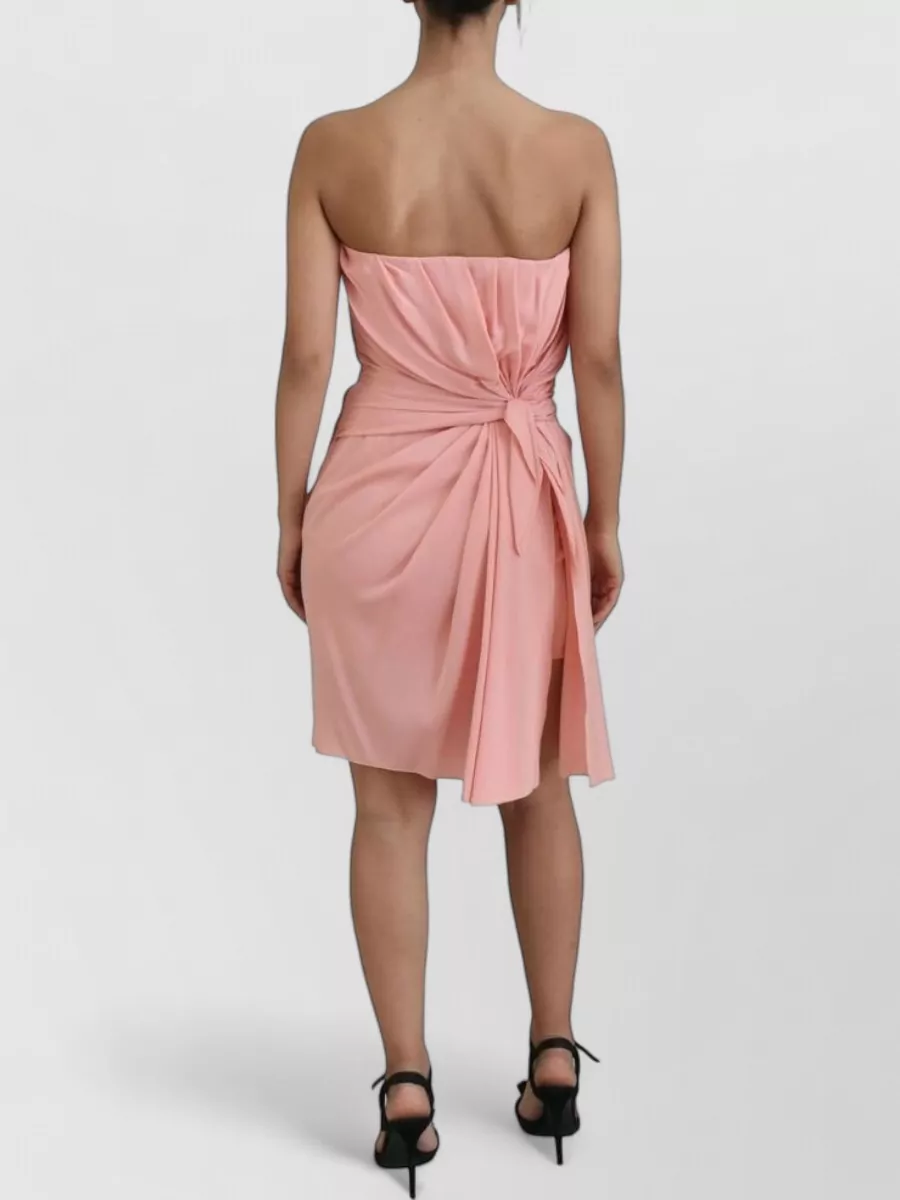 Dolce&Gabbana Silk Strapless Draped Midi Dress