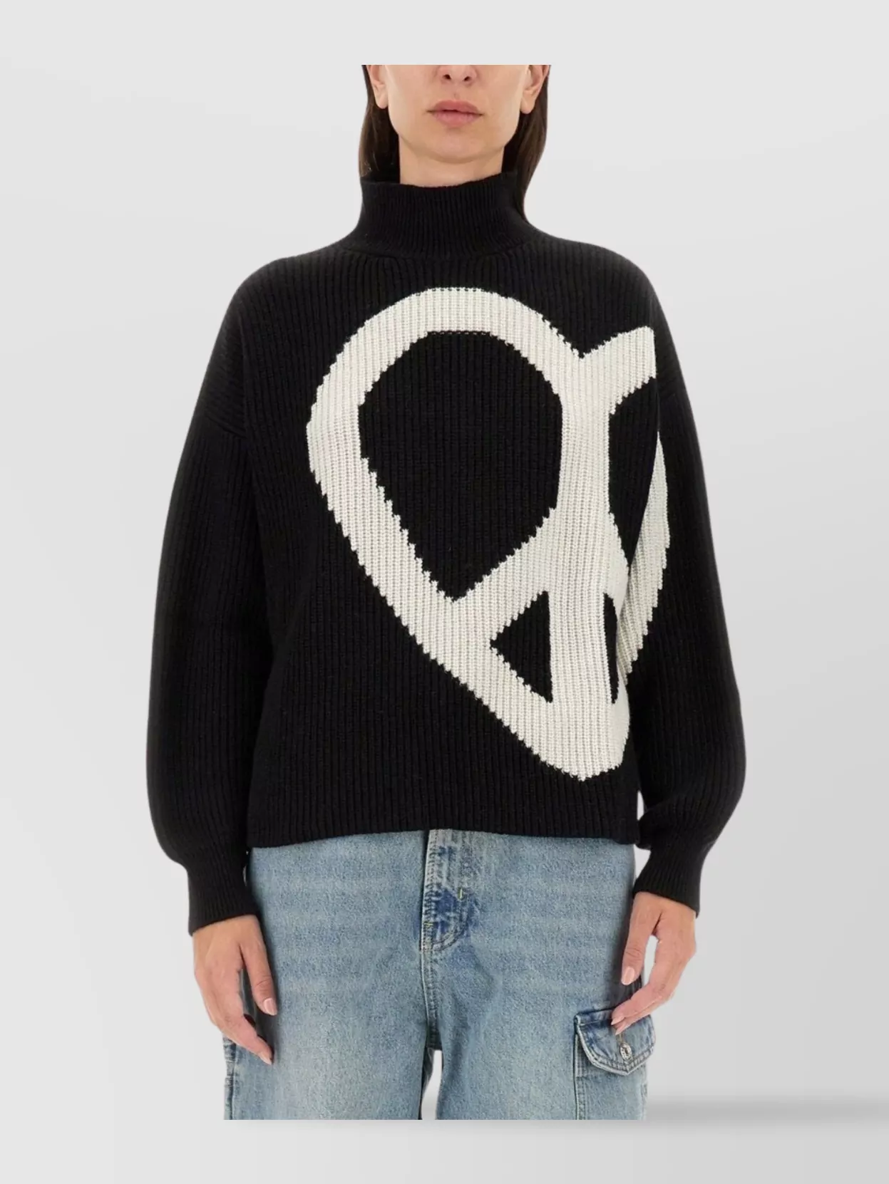 Moschino High Neck Oversized Logo Knitwear