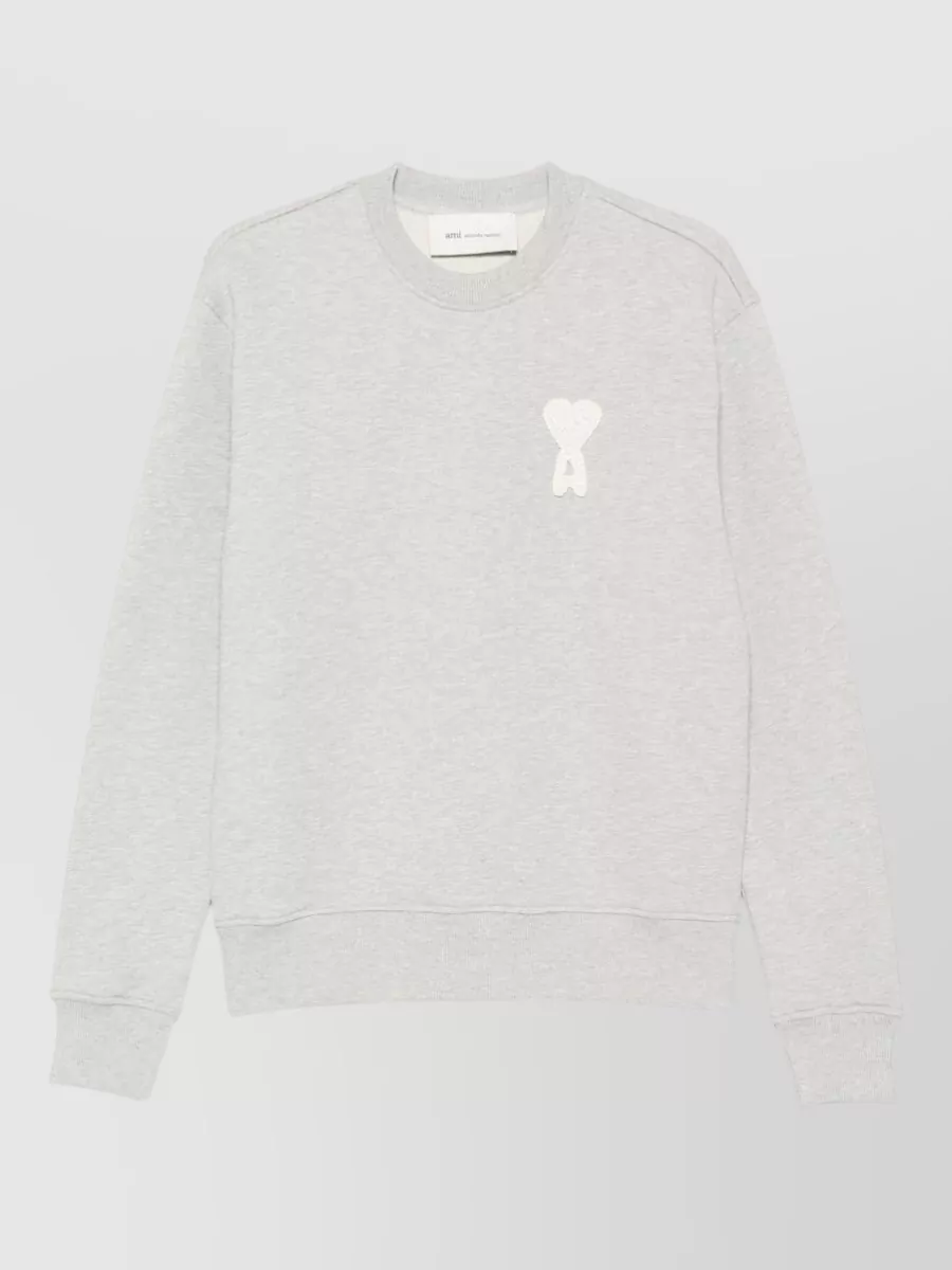 Ami Paris Ribbed-cuff crew-neck sweatshirt
