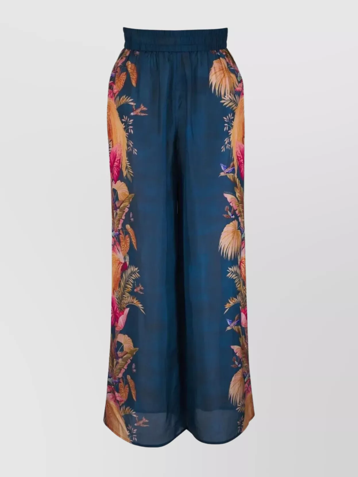 Zimmermann Floral Print Wide-leg Relaxed Trousers In Blue