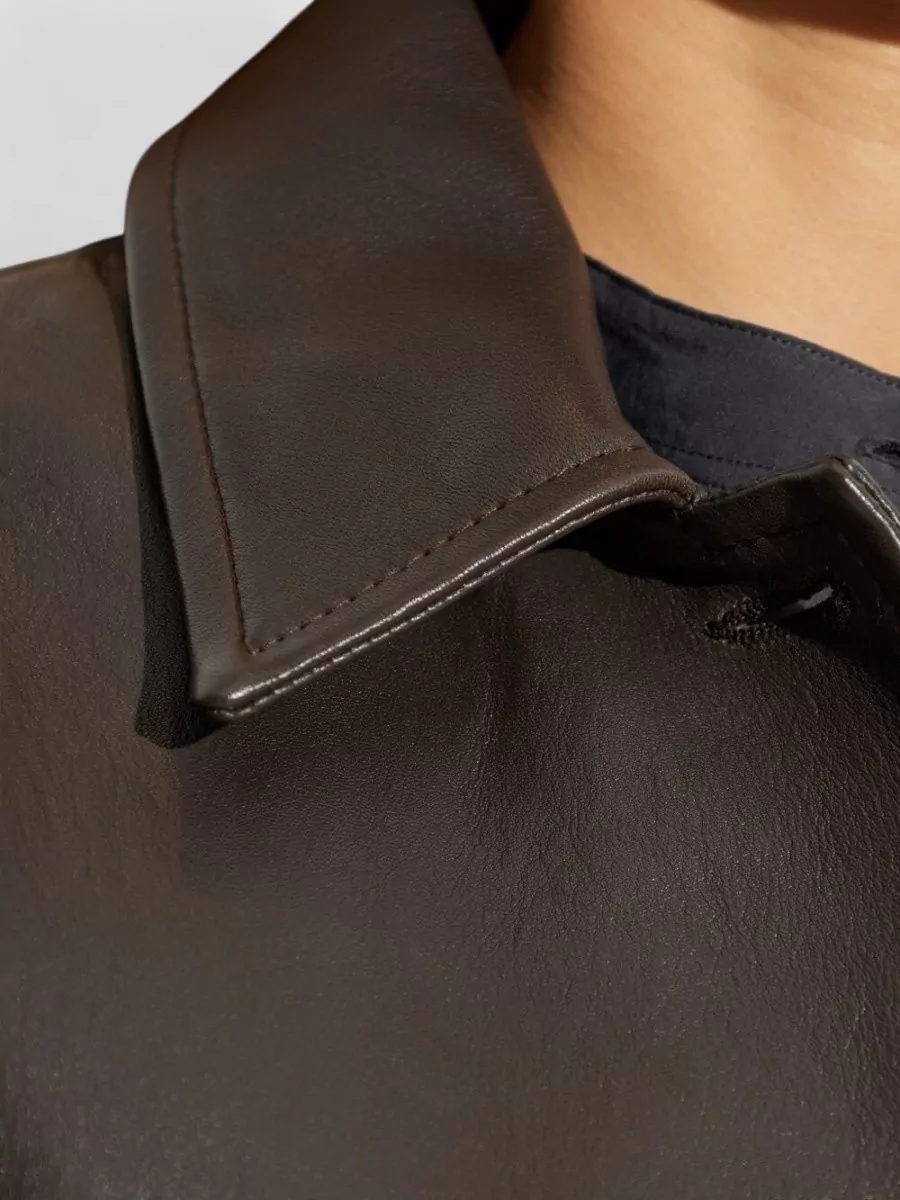 Studio Nicholson Hain Leather Jacket Collared Cropped Design