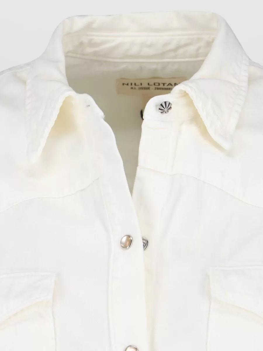 Nili Lotan Long Sleeve Collared Shirt Chest Pockets