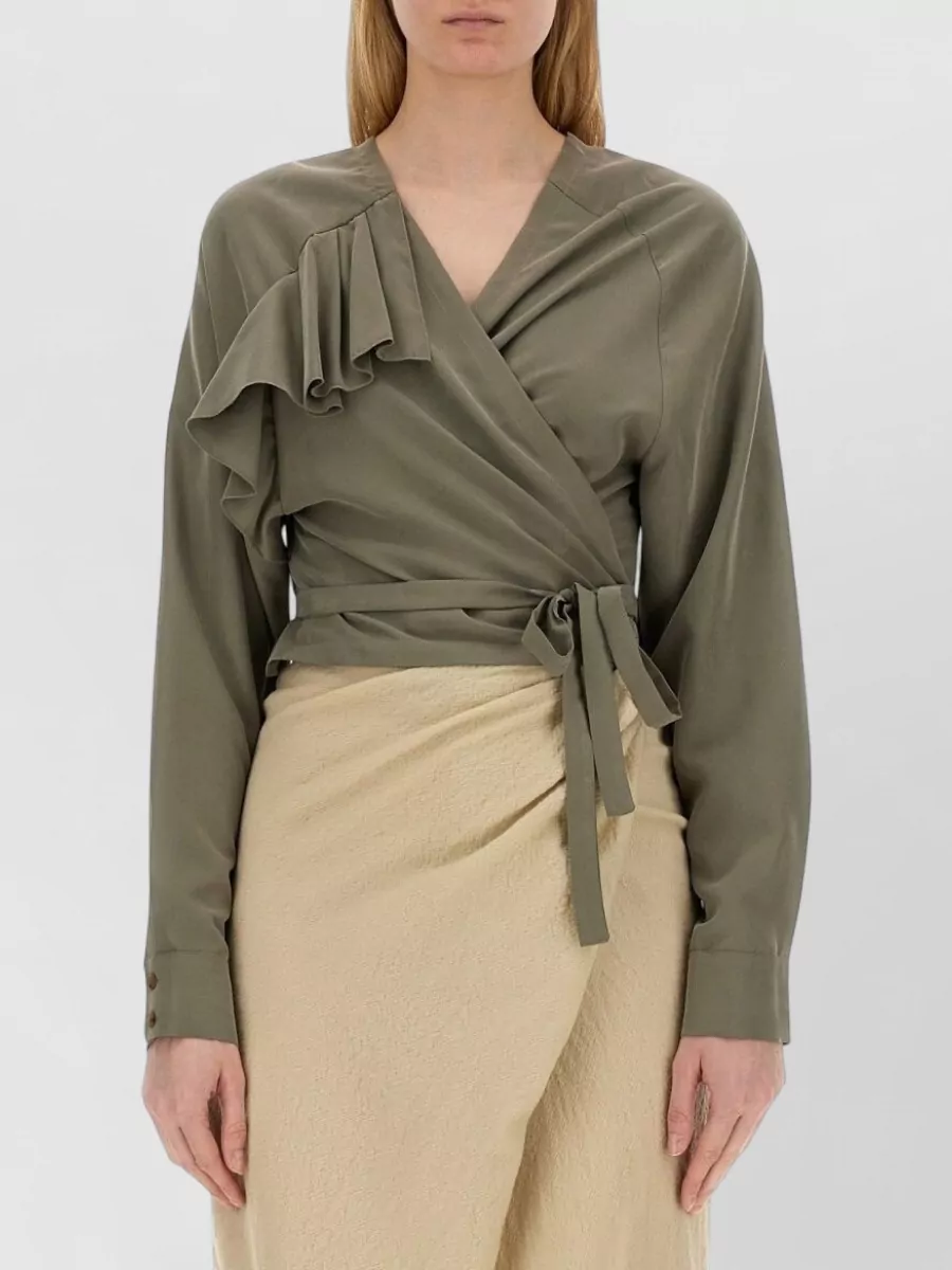 Alysi Cropped Ruffled Cotton Blouse