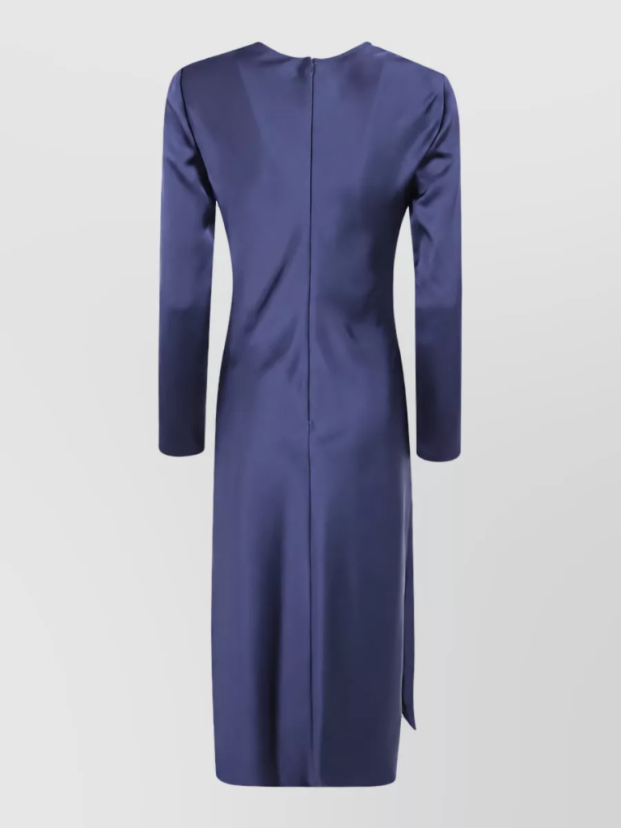 Emporio Armani Satin Long-Sleeve Midi Dress