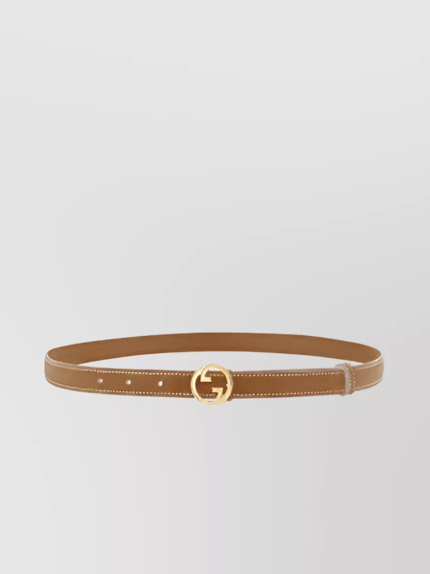 Gucci Smooth Leather Belt With Adjustable Gold Buckle