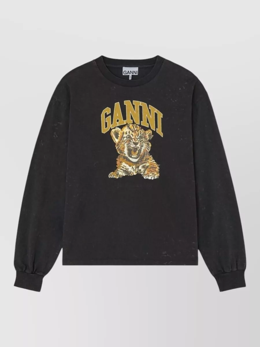 Ganni tiger-print long-sleeve t-shirt