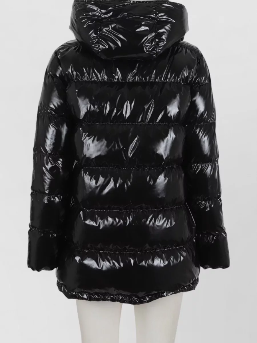 Herno Hooded Long Jacket Quilted Shiny Finish