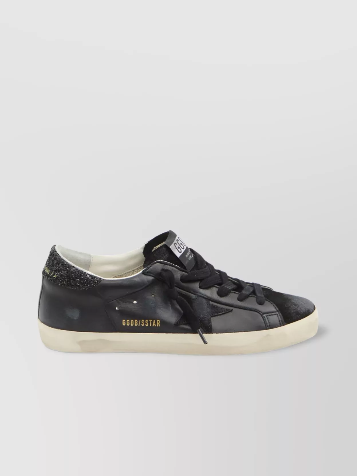 Golden Goose Glitter Heel Distressed Leather Sneakers In Gray