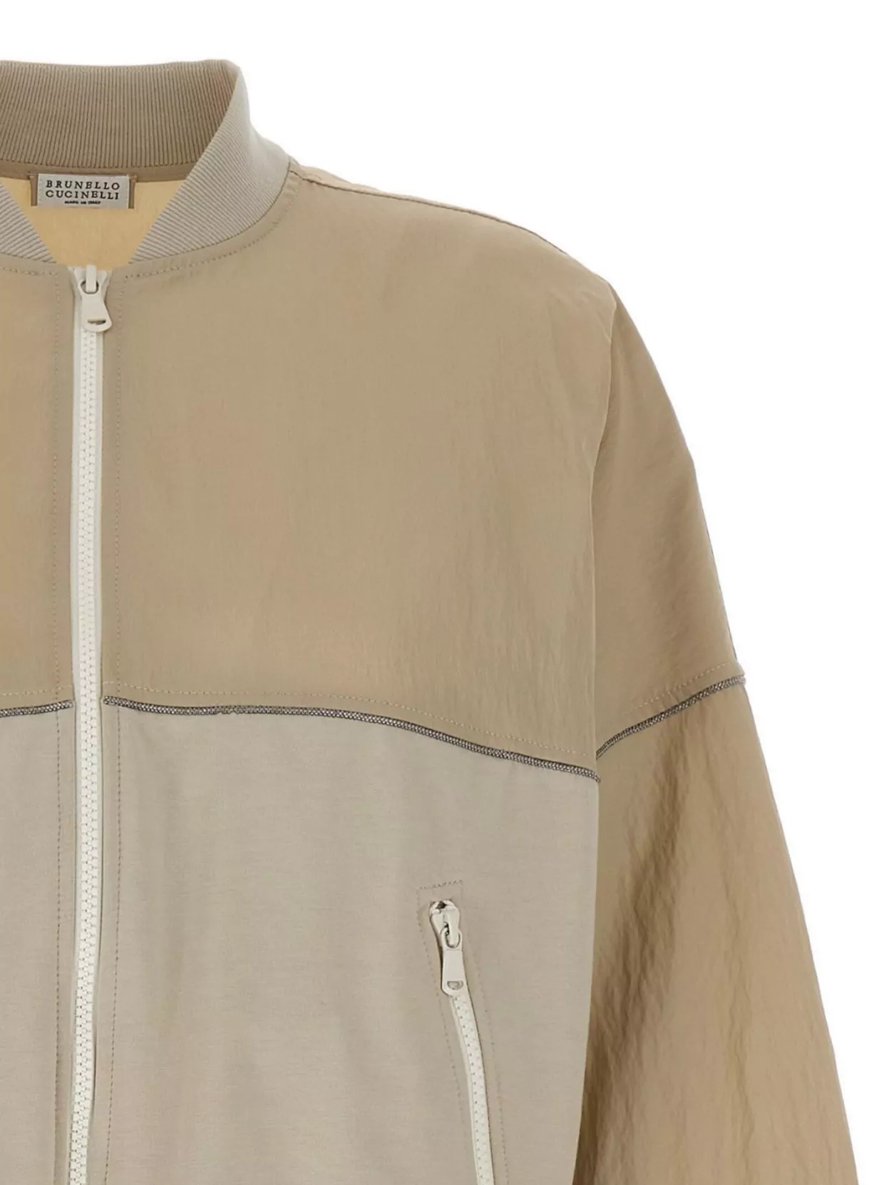 Brunello Cucinelli Panelled Sweatshirt With Ribbed Cuffs And Hem