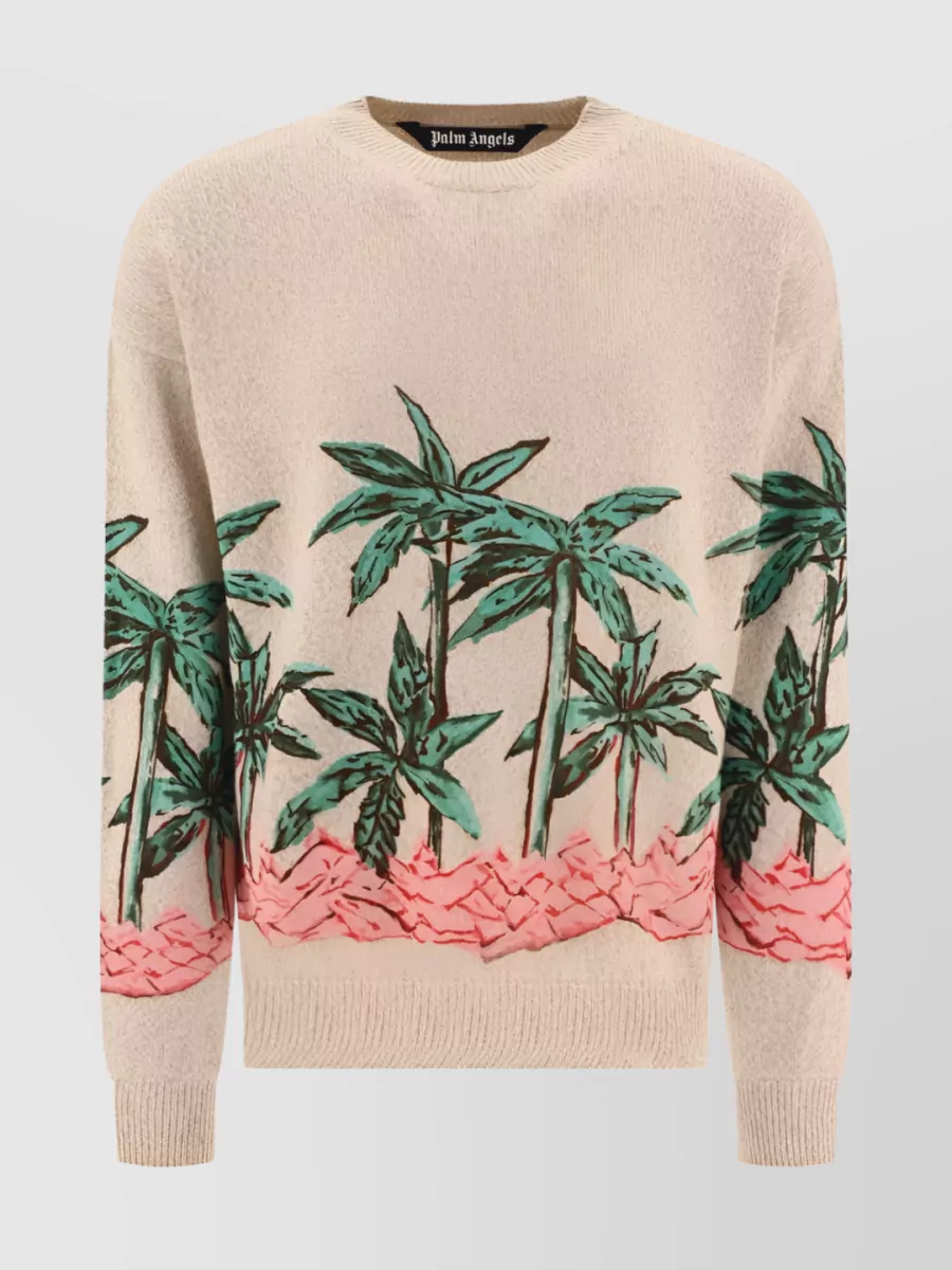 Shop Palm Angels Palms Row Crewneck Sweater In Cream