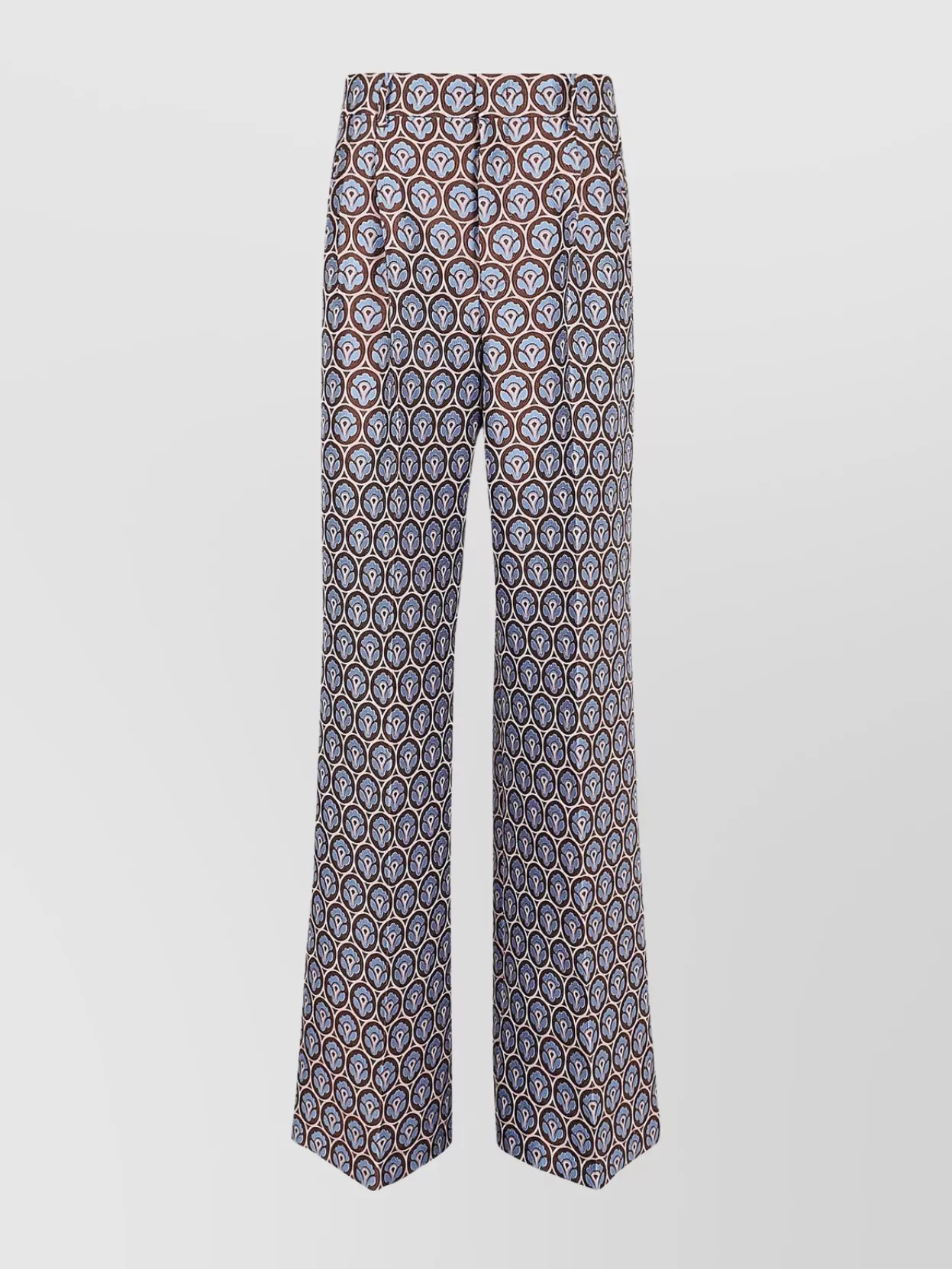 Shop Etro Woman's Printed Waistband Wide-leg Trousers