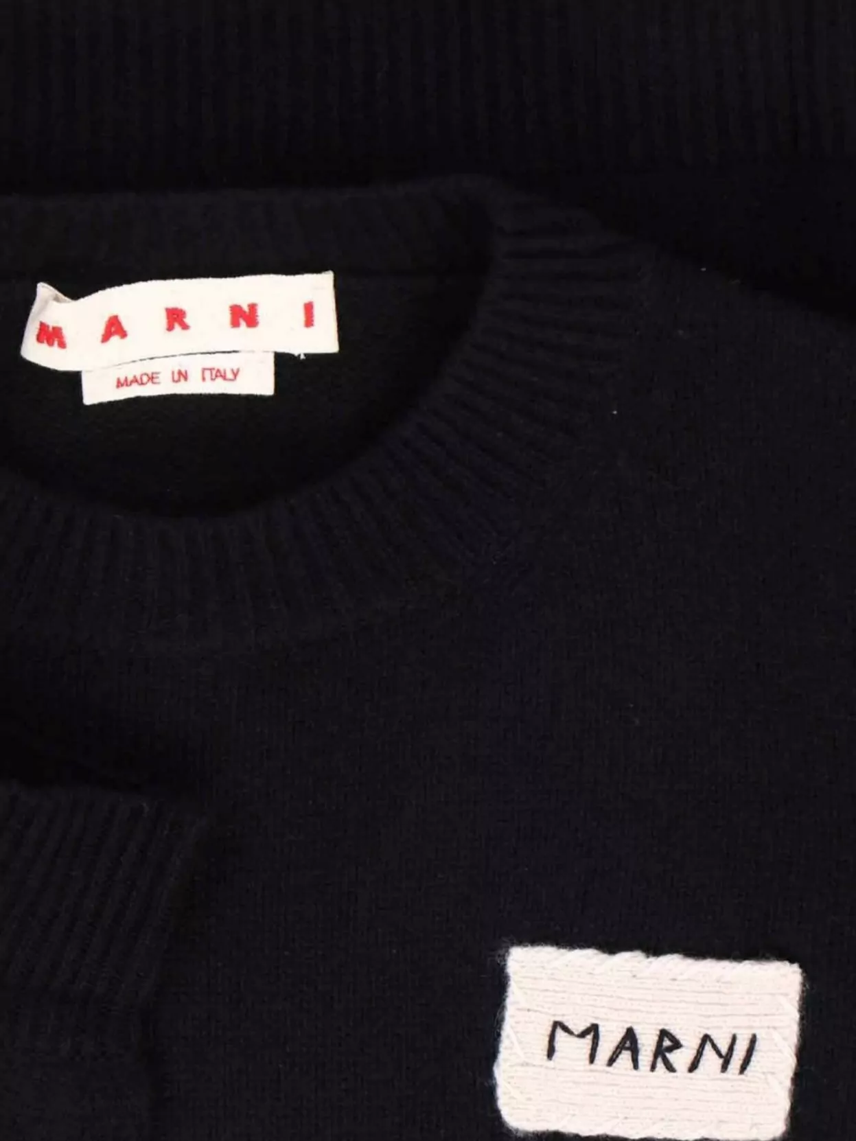 Marni Womens 00n99 Branded-patch Knitted Cashmere Jumper