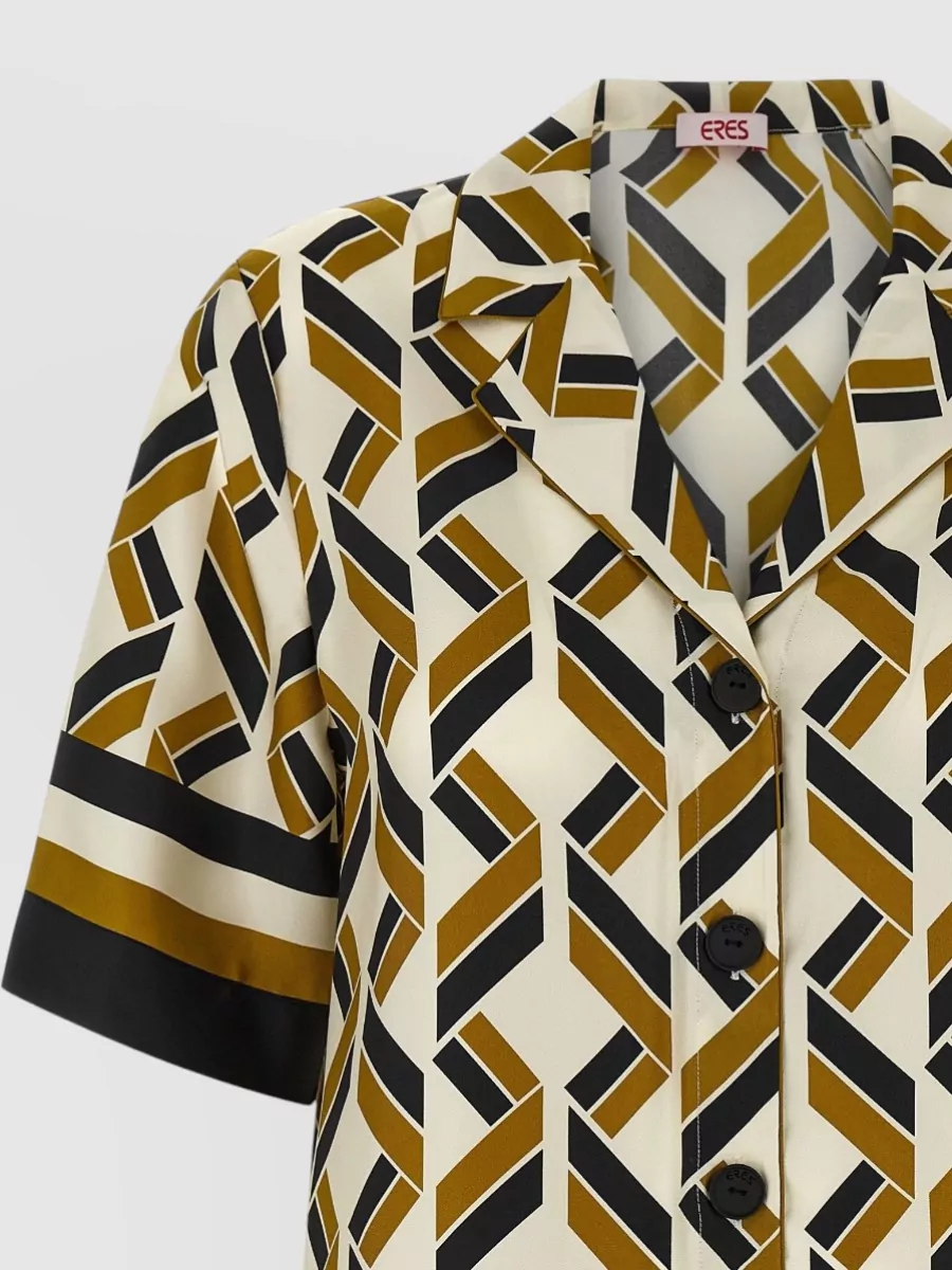 Eres Sonore Collared Shirt Geometric Pattern Short Sleeves In Multi
