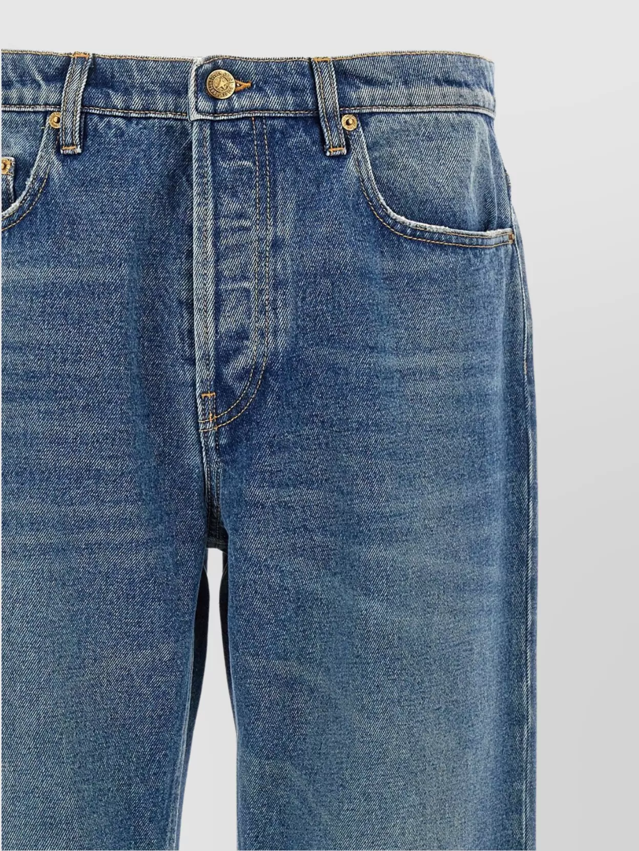 Golden Goose Denim Trousers With Belt Loops And Contrast Stitching
