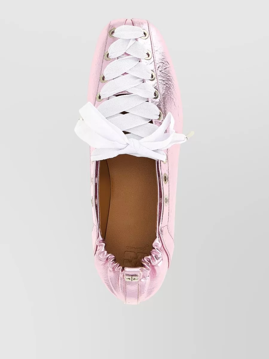 Ganni Lace-Up Ballerina Shoes