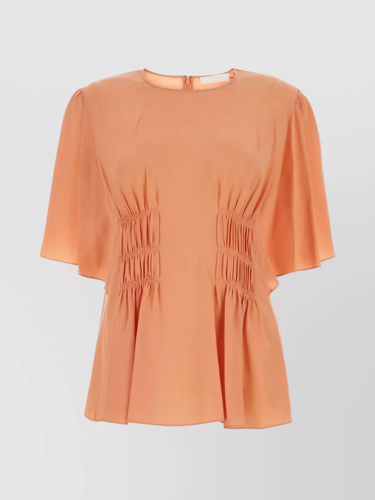 Shop Chloé Silk Blouse With Cap Sleeves And Flared Hemline