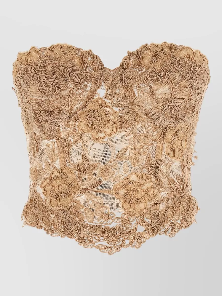 Ermanno Scervino Silk lace cropped bustier top