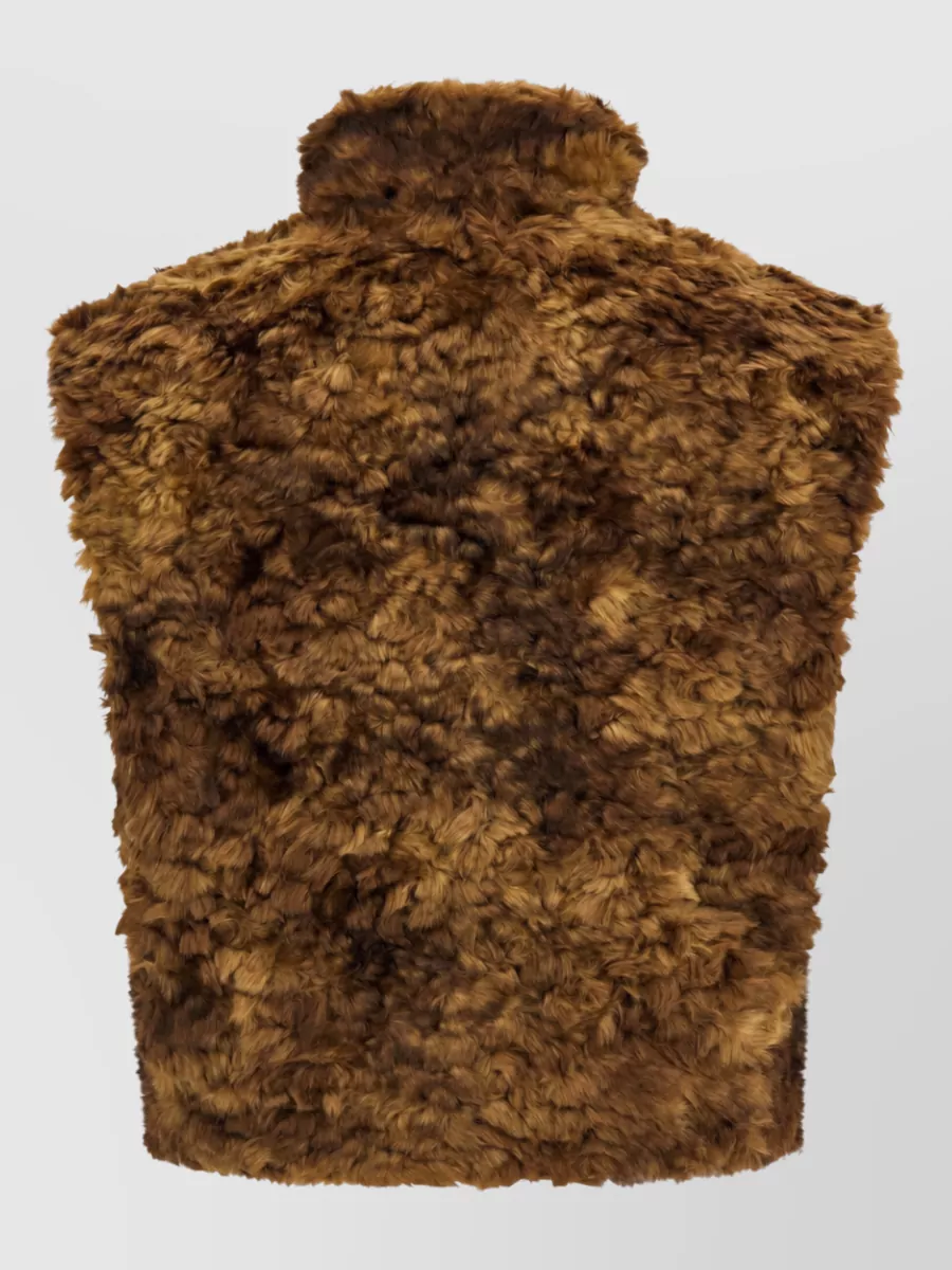 Isabel Marant Etoile Faux Fur Curly High Neck Sleeveless Vest