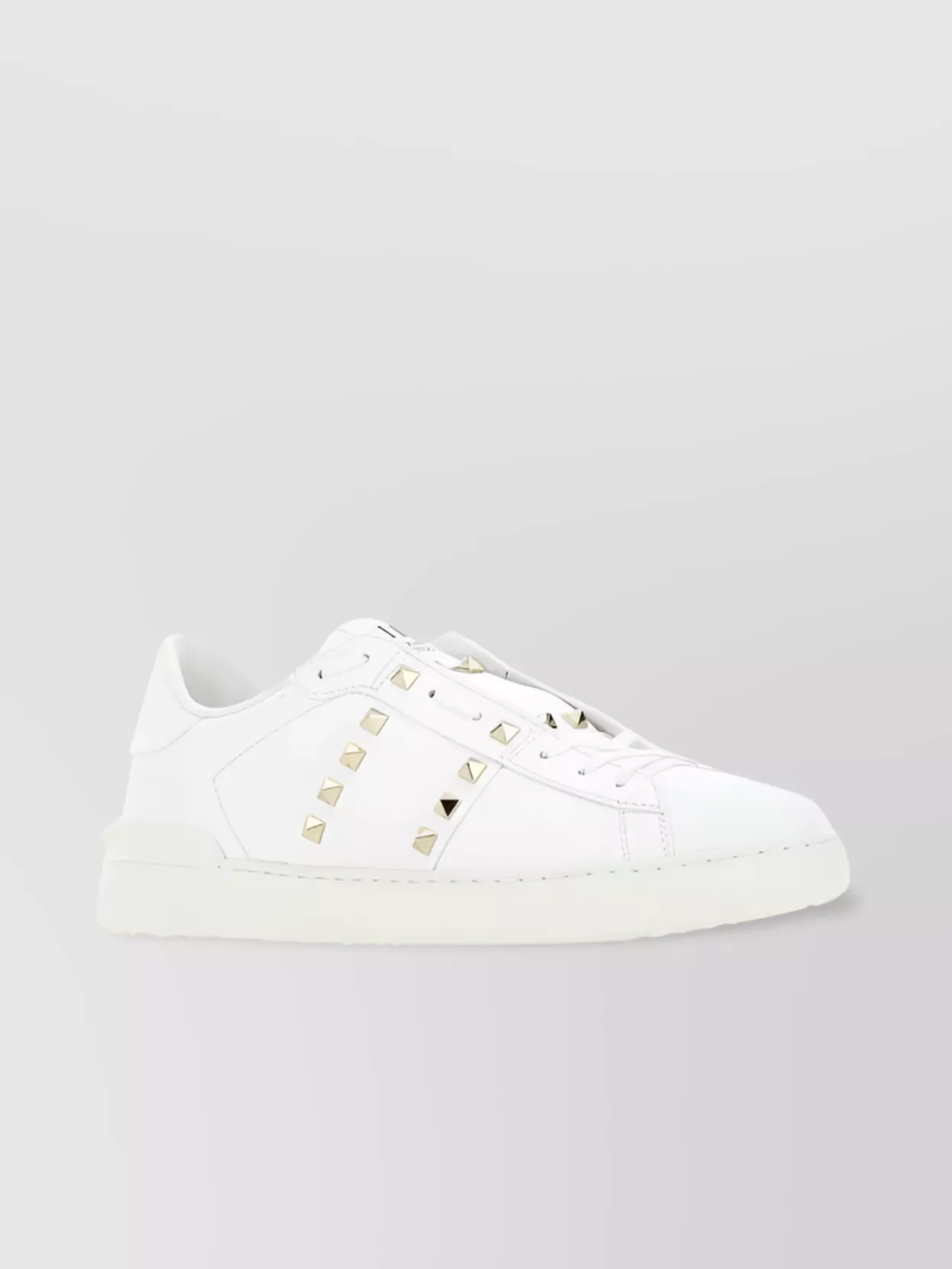 Shop Valentino Embellished Round Toe Sneakers In White