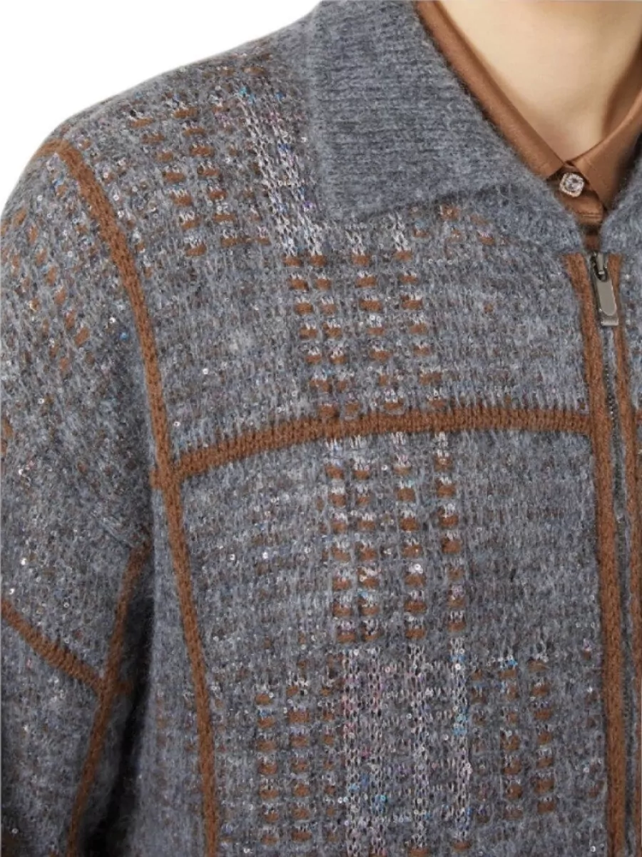 S Max Mara Cashmere Blend Ribbed Zip-Up Cardigan