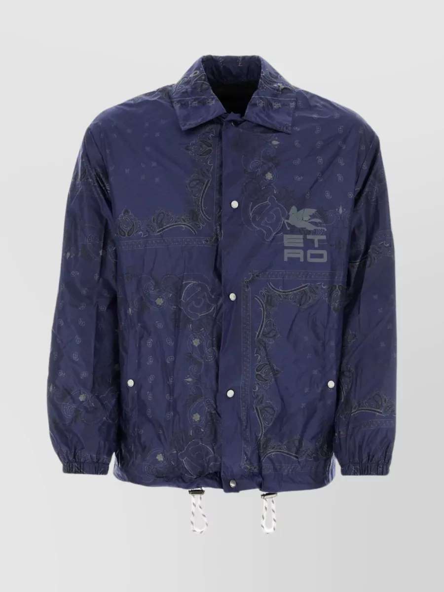 Shop Etro Dynamic Nylon Print Jacket In Blue