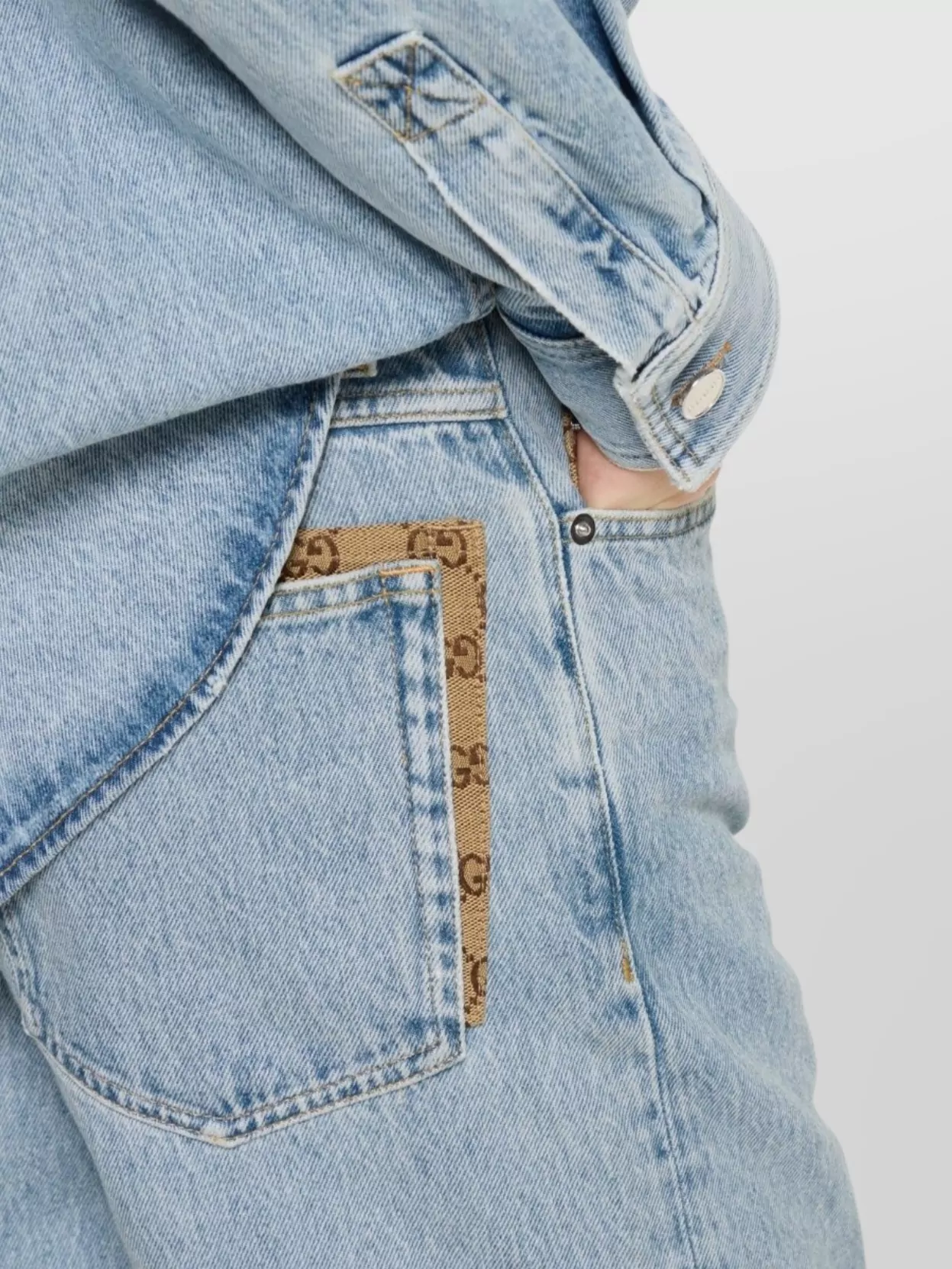 Gucci Denim Trousers With Gg Canvas Insert