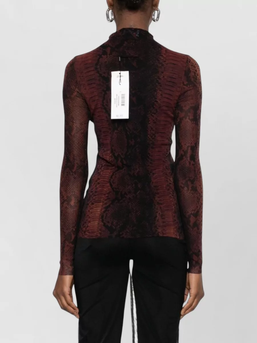 Jean Paul Gaultier Long Sleeve Mock Neck Snake Print Top