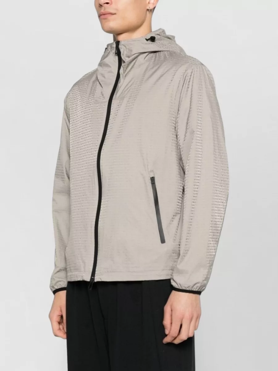 Emporio Armani Textured Hooded Raincoat