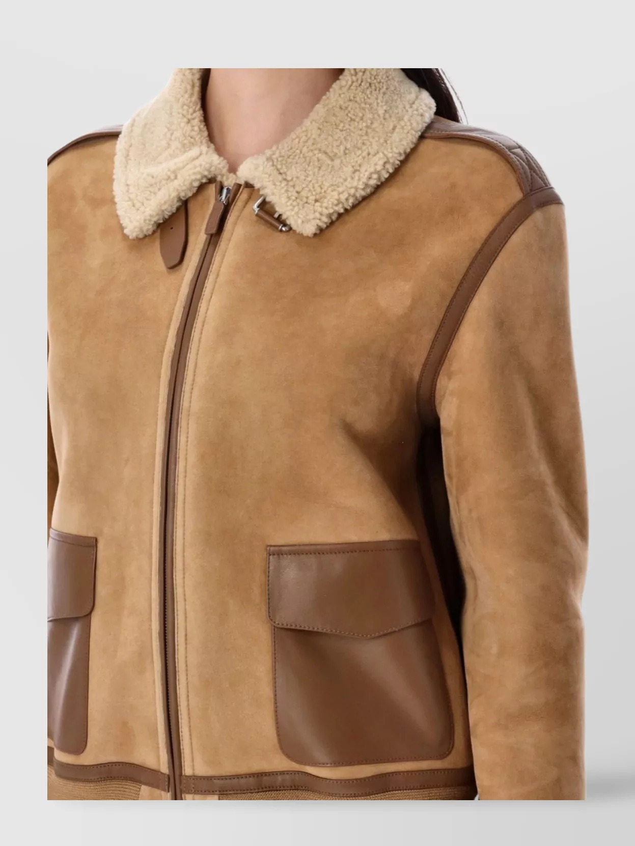 Ralph Lauren Shearling Jacket Contrast Trim