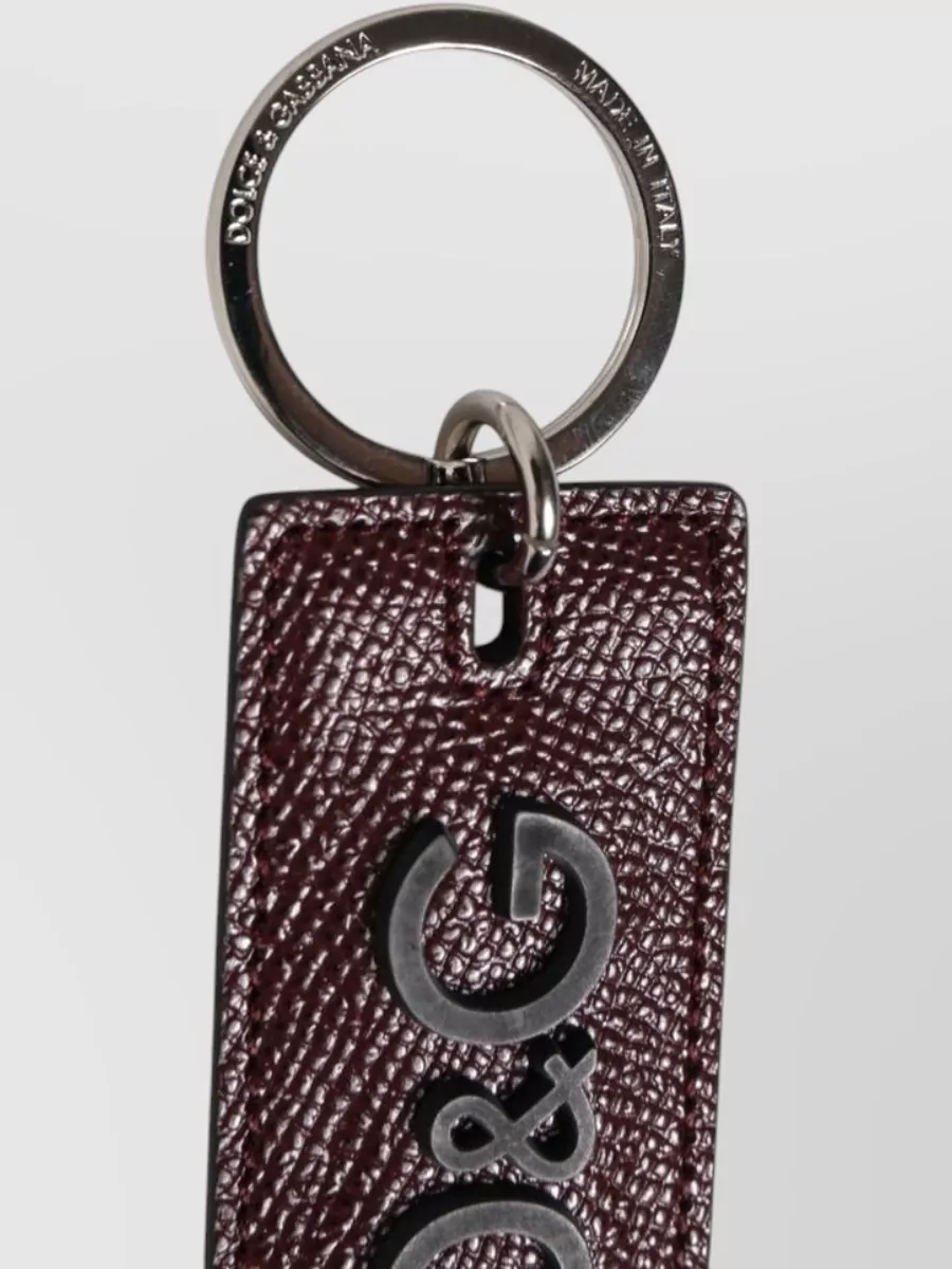 Dolce&Gabbana Leather Logo Metal Ring Keychain