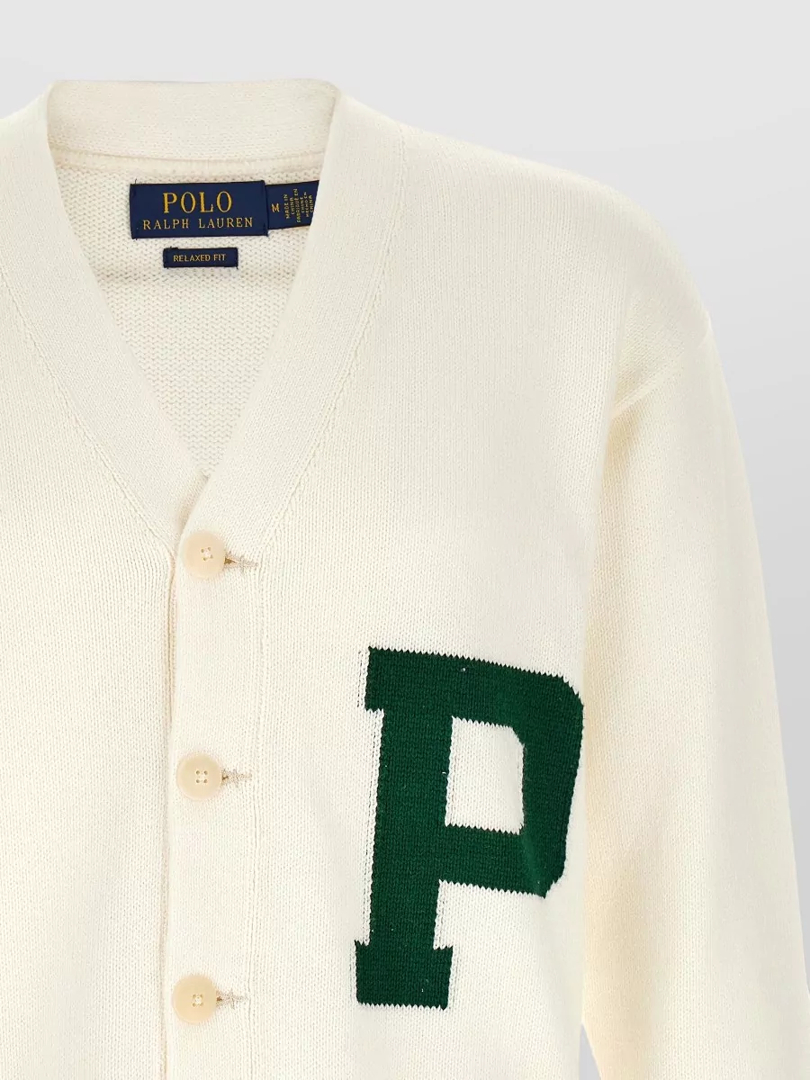 Polo Ralph Lauren Cotton V-Neck Intarsia Cardigan