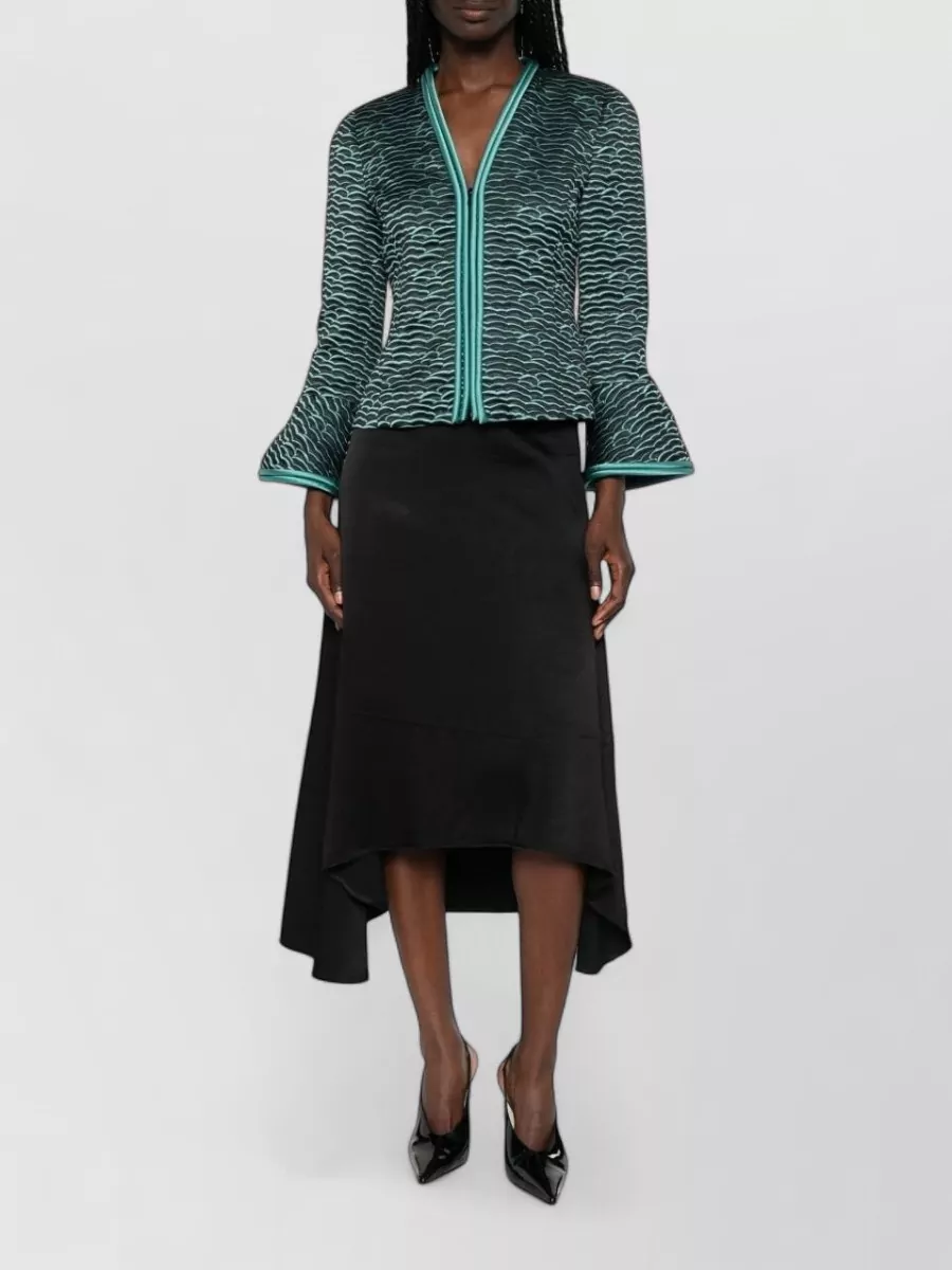 Emporio Armani Textured V-Neck Ruffled-Sleeve Jacket